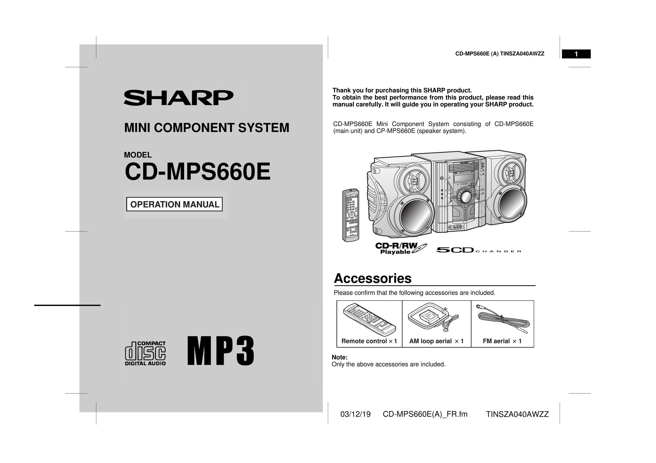 Sharp CD-MPS660E Stereo System User Manual
