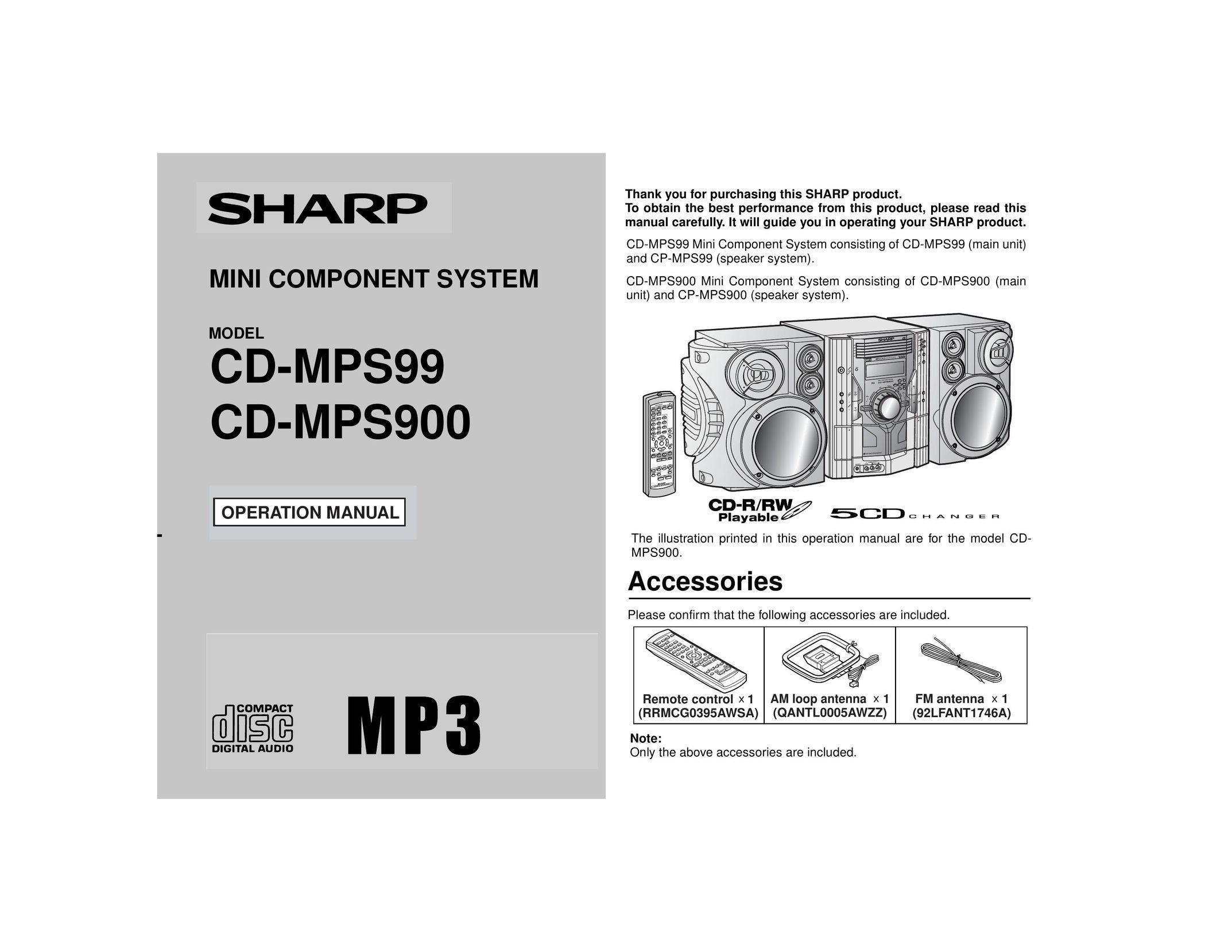 Sharp CD-MPS900 Stereo System User Manual