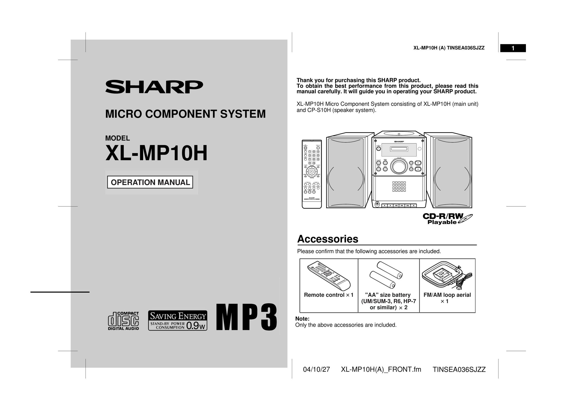 Sharp CP-S10H Stereo System User Manual