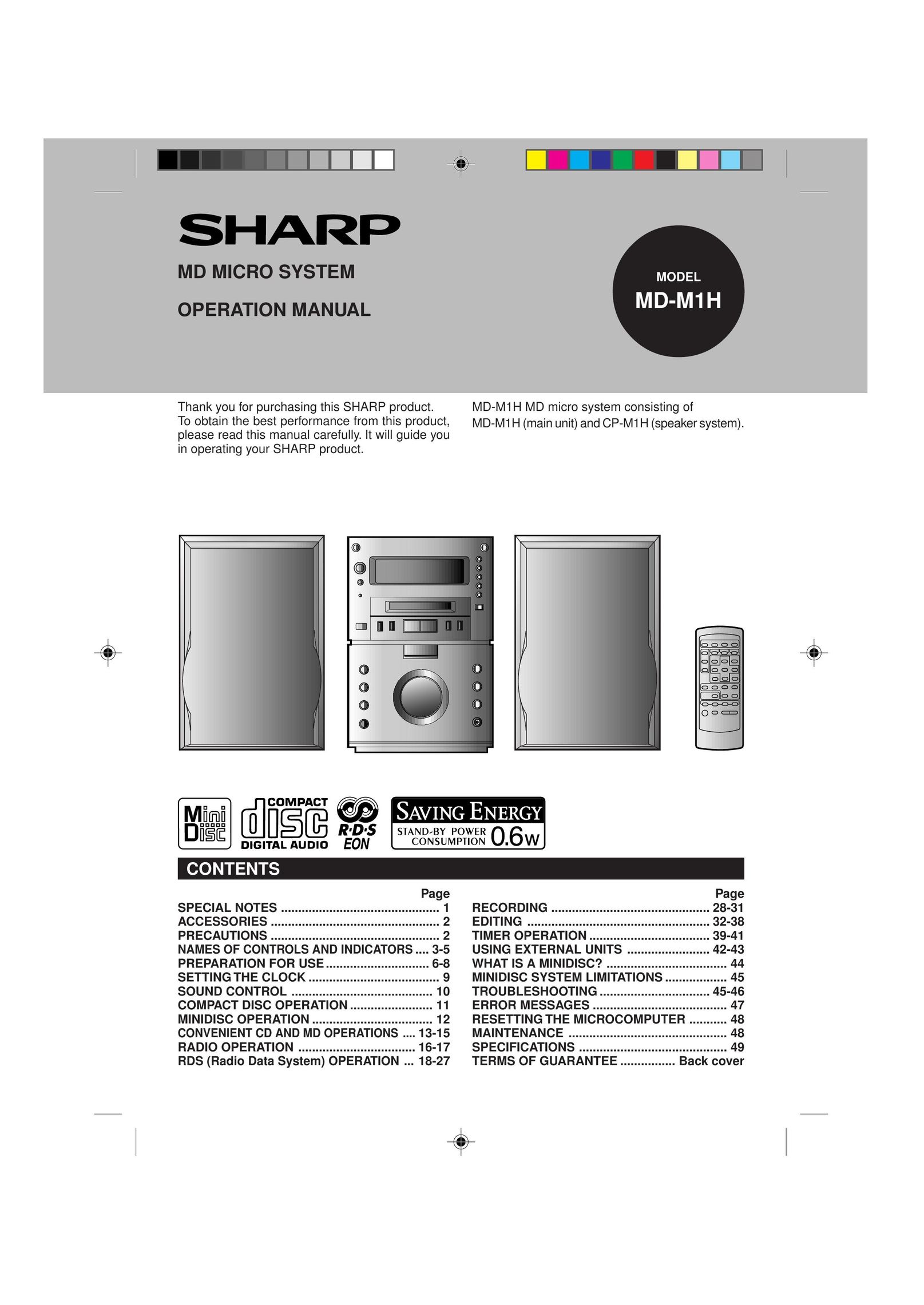 Sharp MD-M1H Stereo System User Manual