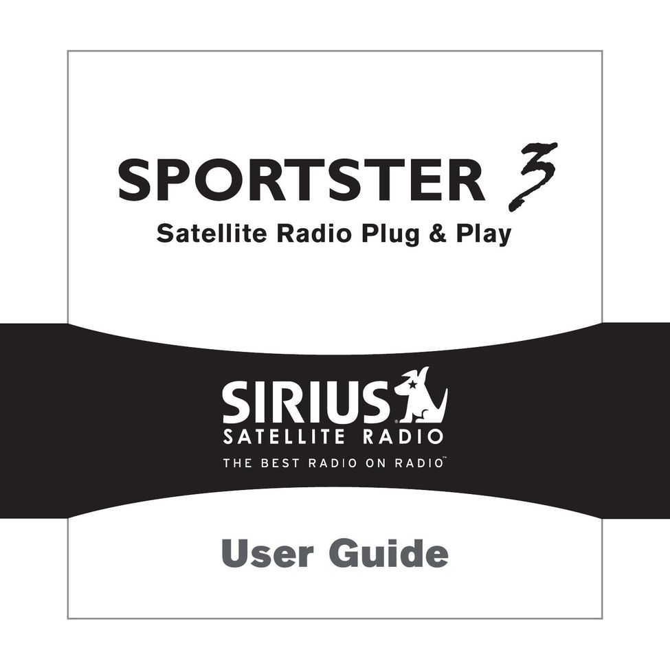 Sirius Satellite Radio SP3 Stereo System User Manual