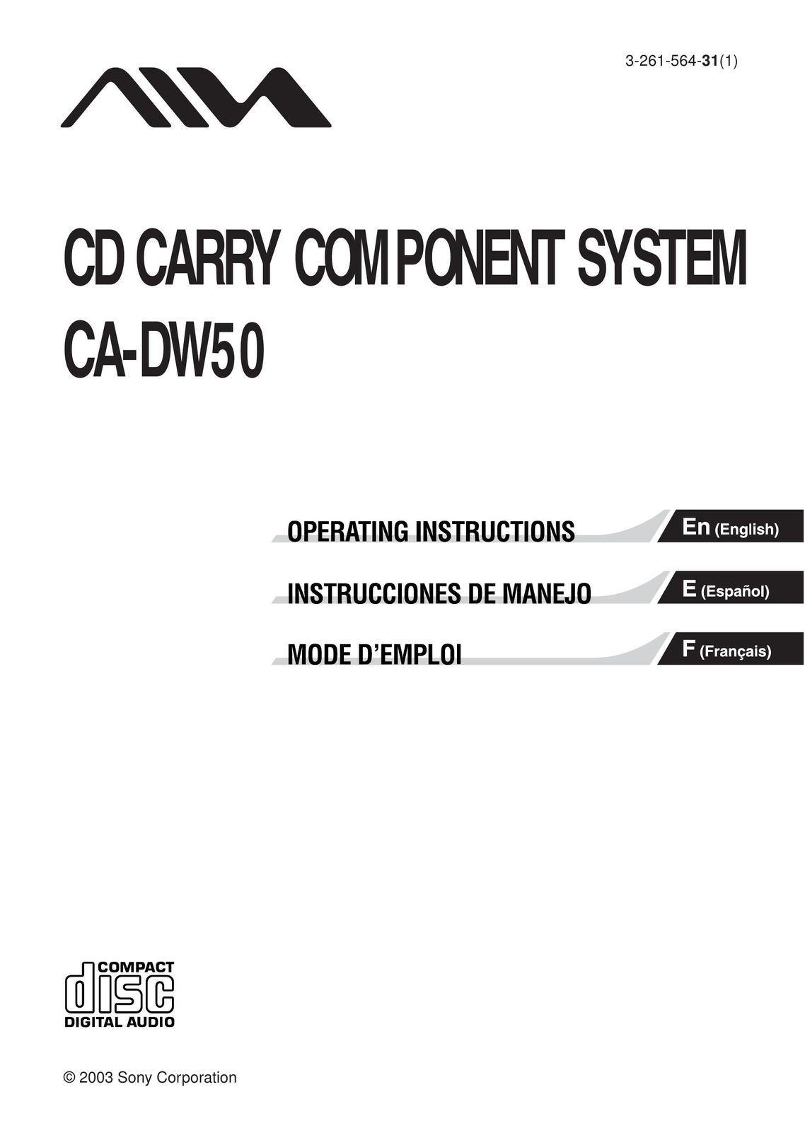 Sony CA-DW50 Stereo System User Manual