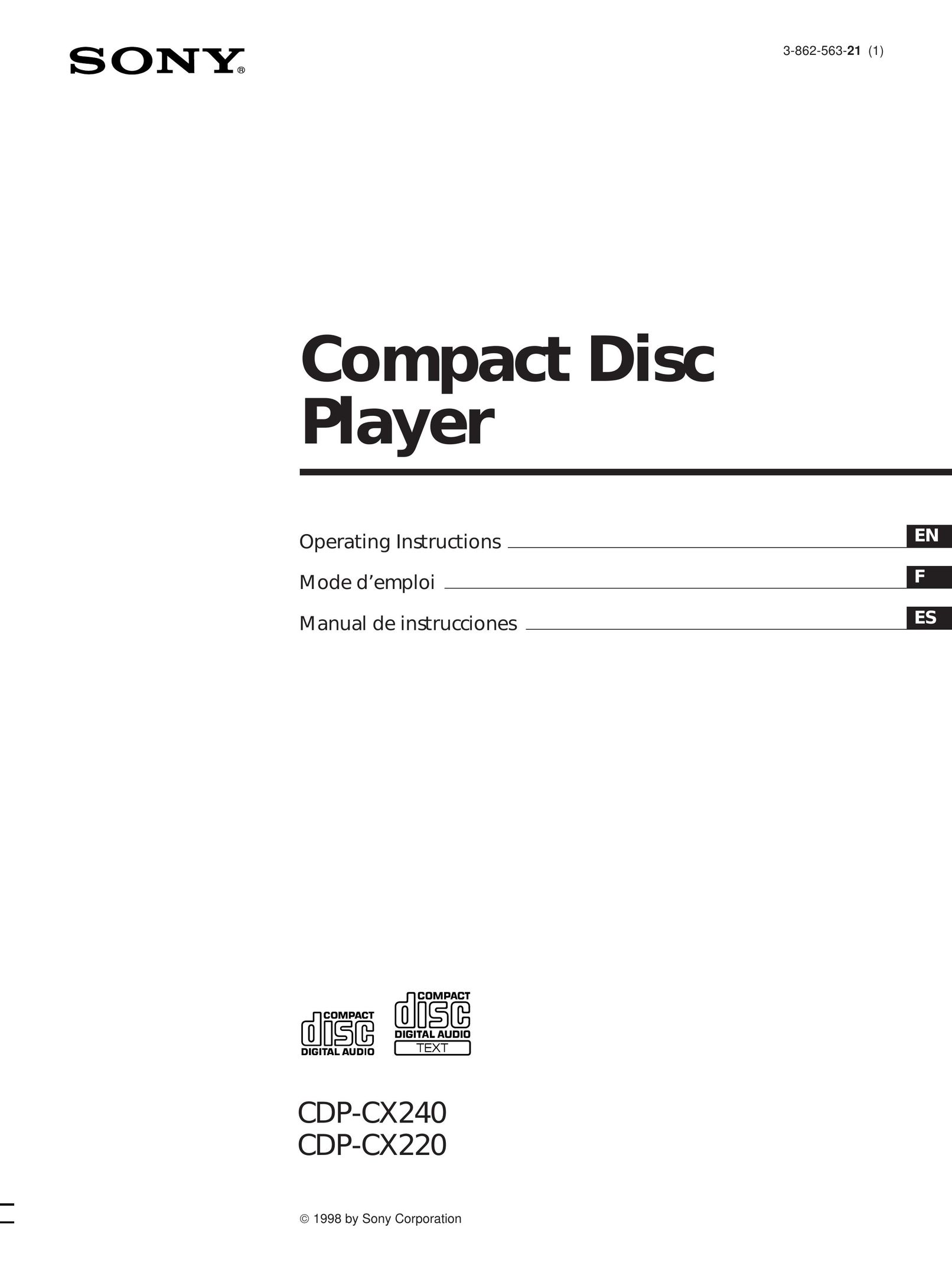 Sony CDP-CX220 Stereo System User Manual