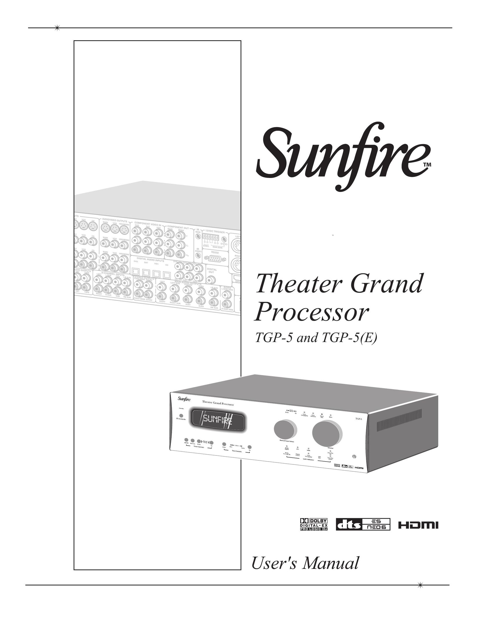 Sunfire TGP-5 Stereo System User Manual