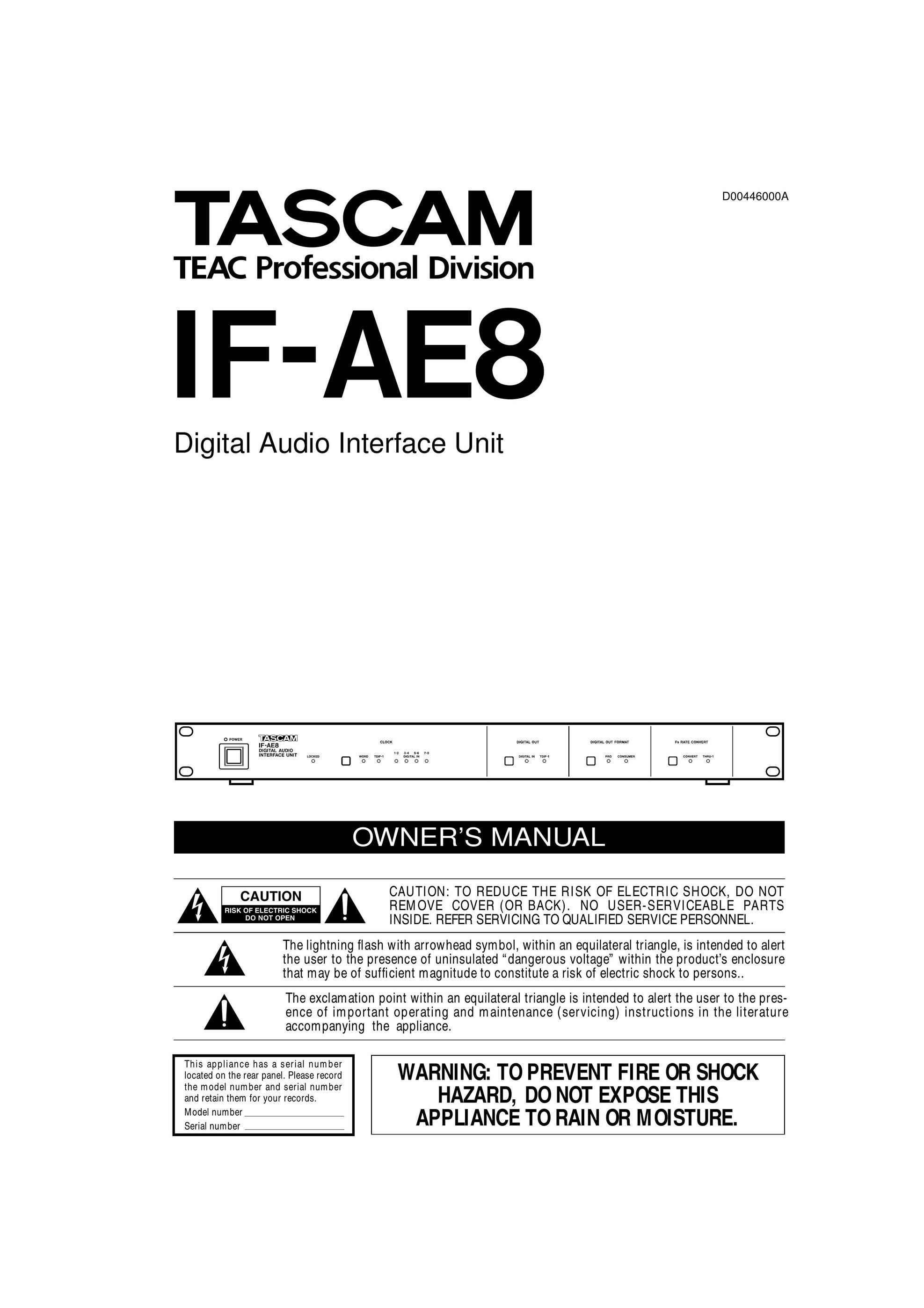 Tascam IF-AE8 Stereo System User Manual