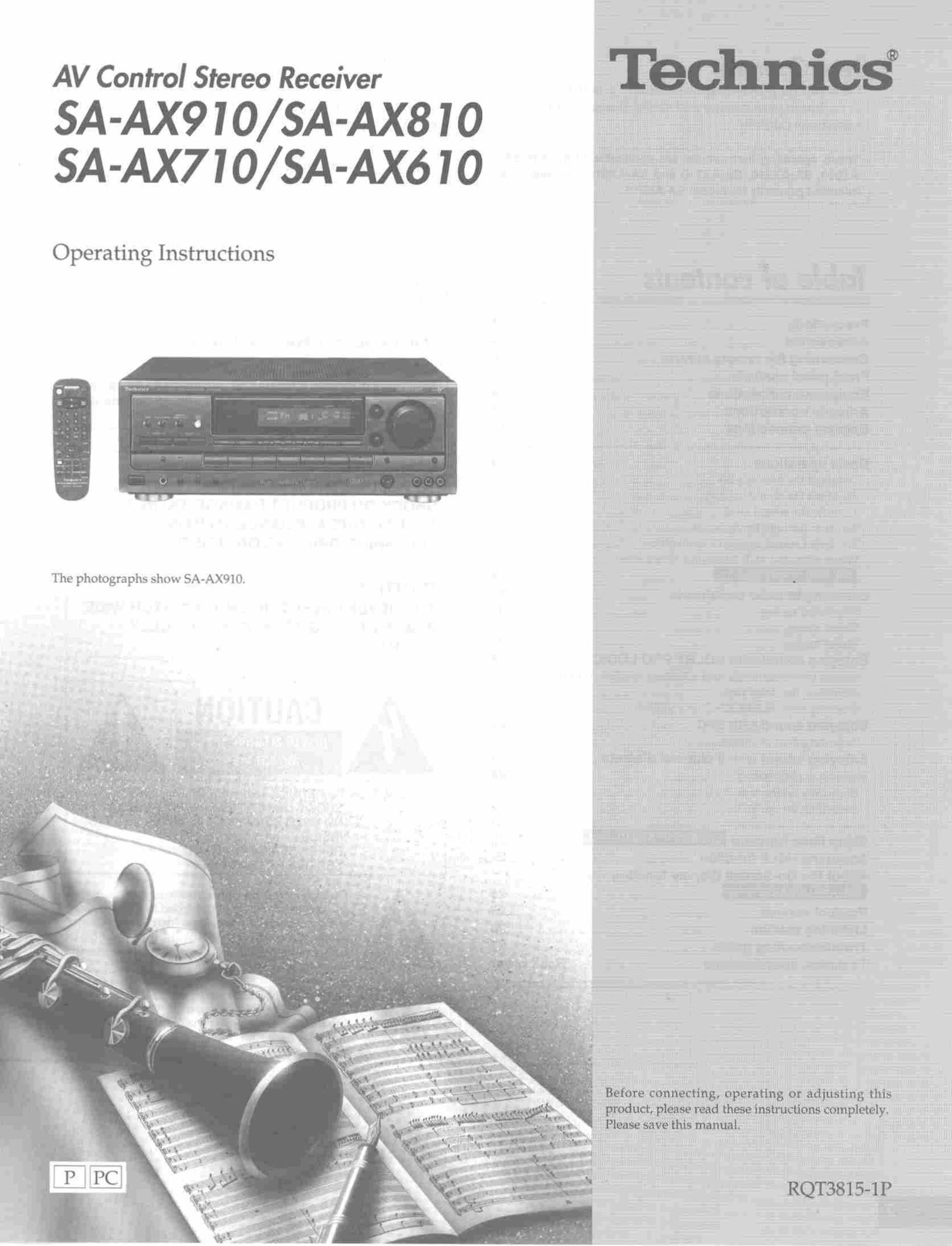 Technics SA-AX810 Stereo System User Manual