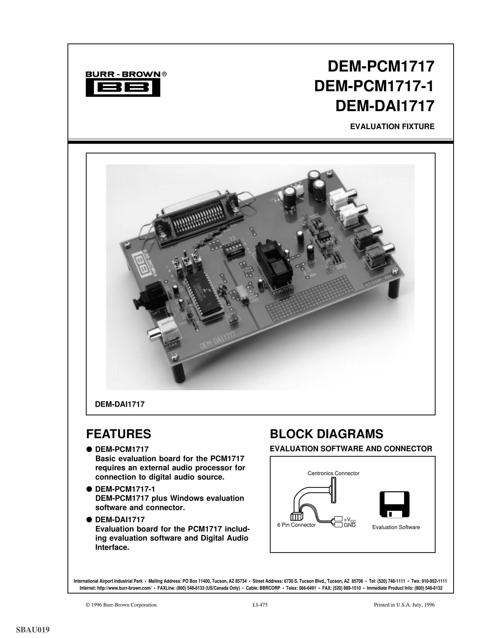 Texas Instruments DEM-PCM1717 Stereo System User Manual