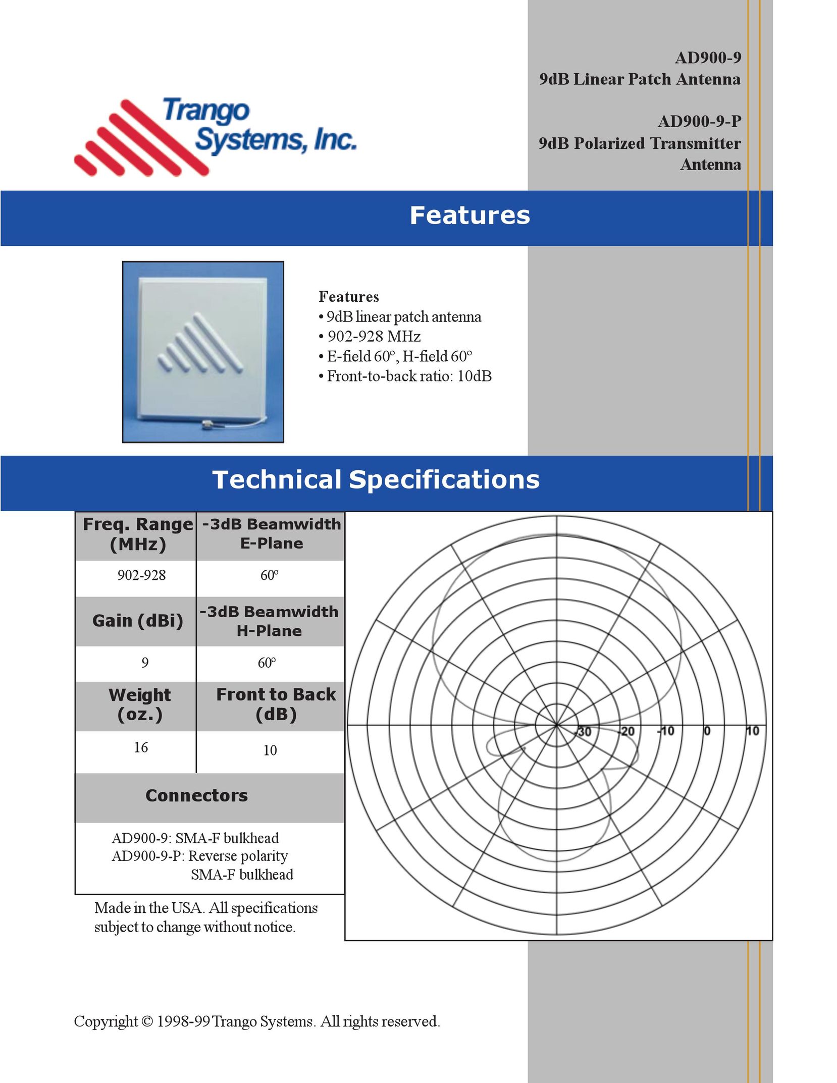 Trango Broadband AD900-9-P Stereo System User Manual