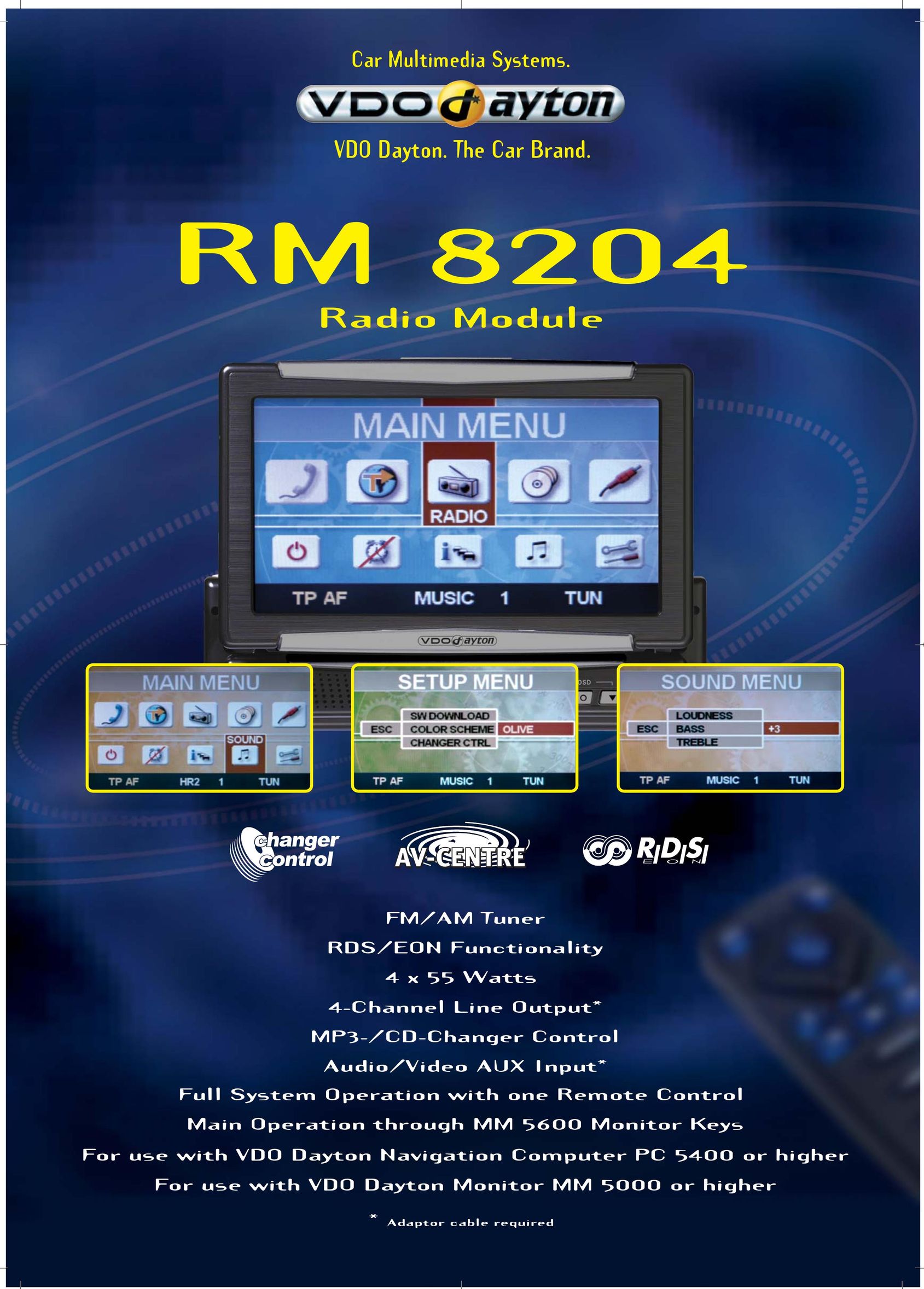 VDO Dayton RM 8204 Stereo System User Manual