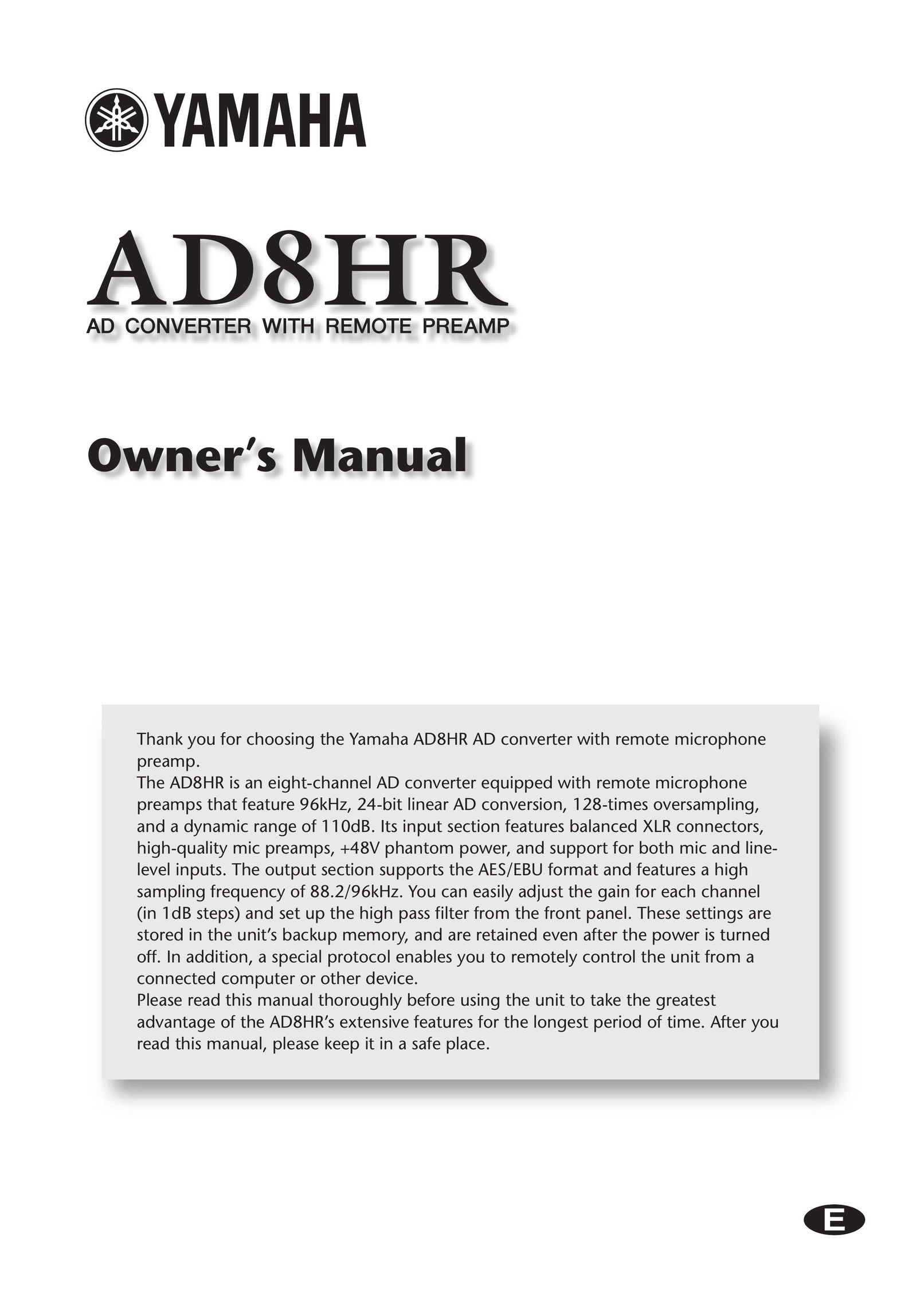 Yamaha AD8HR AD Stereo System User Manual
