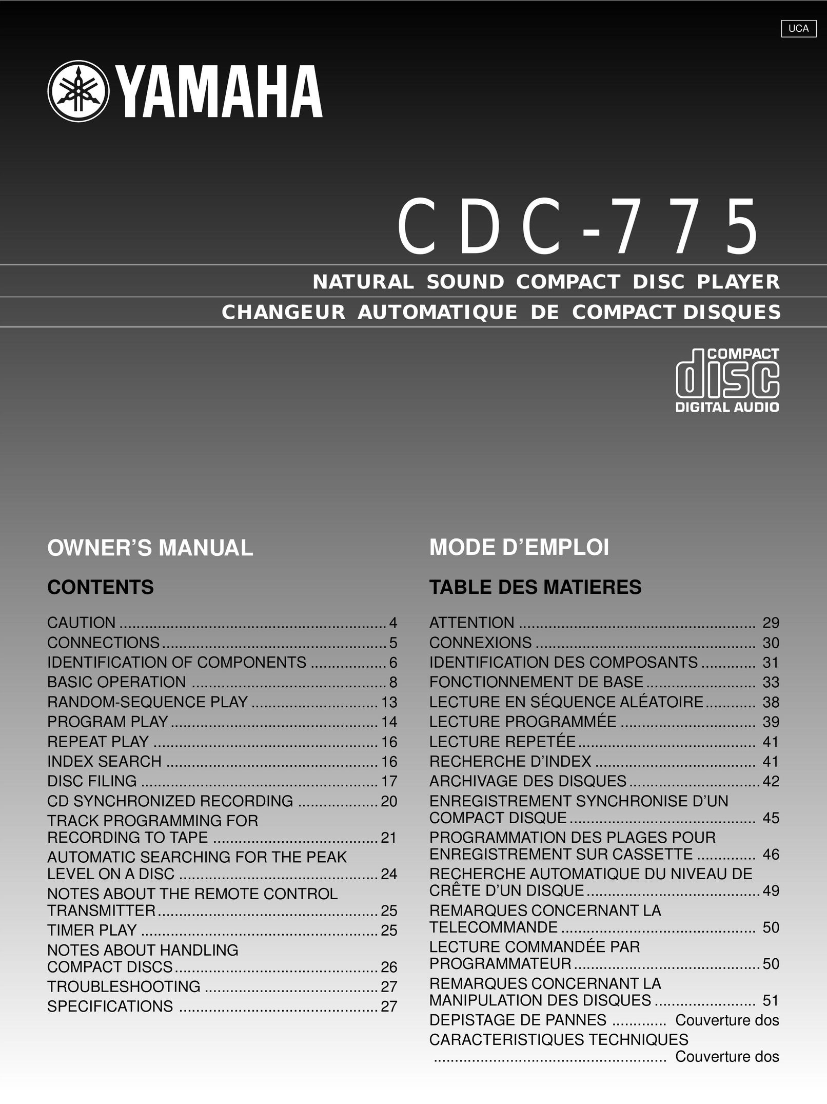 Yamaha CDC-775 Stereo System User Manual