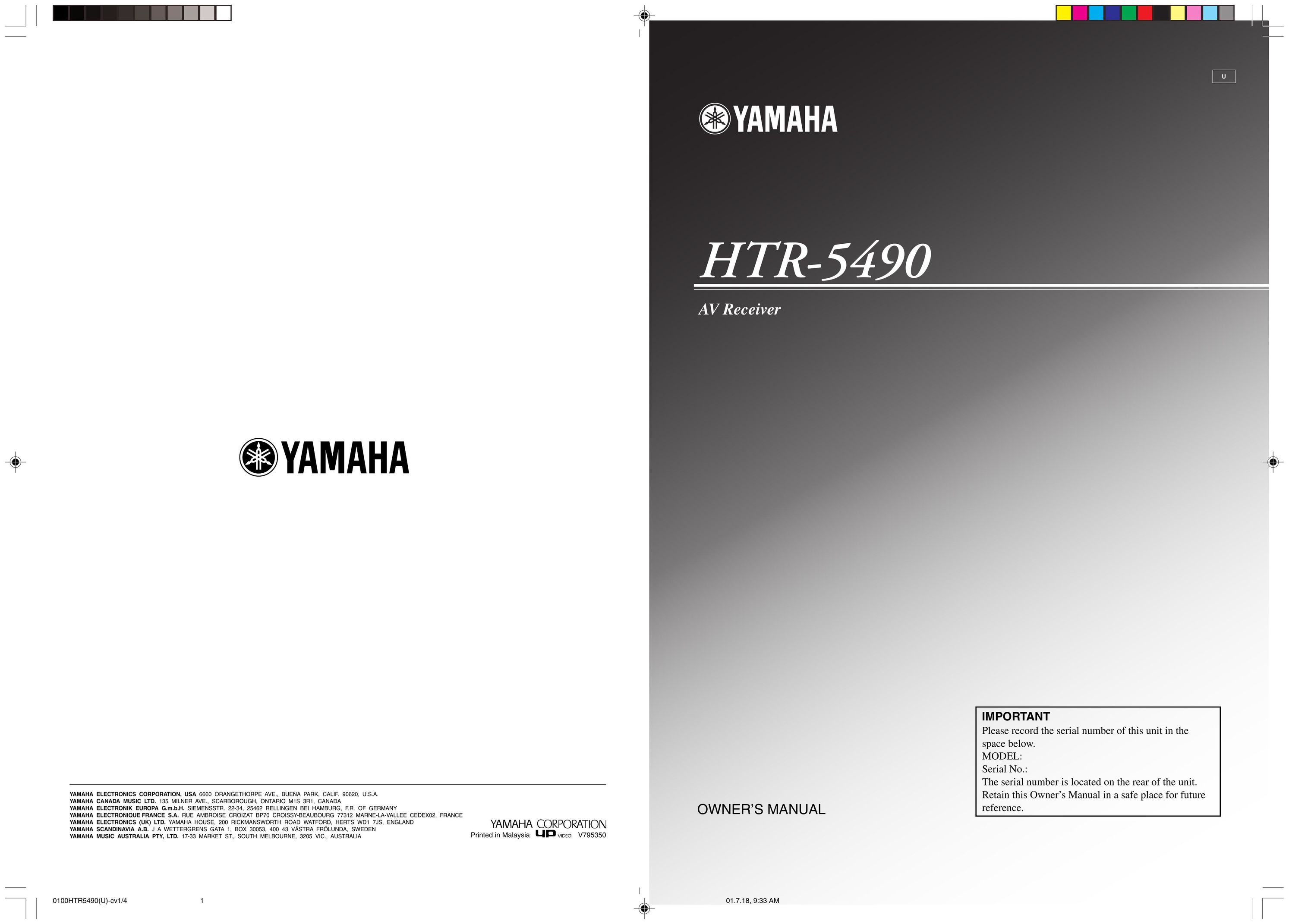Yamaha HTR-5490 Stereo System User Manual