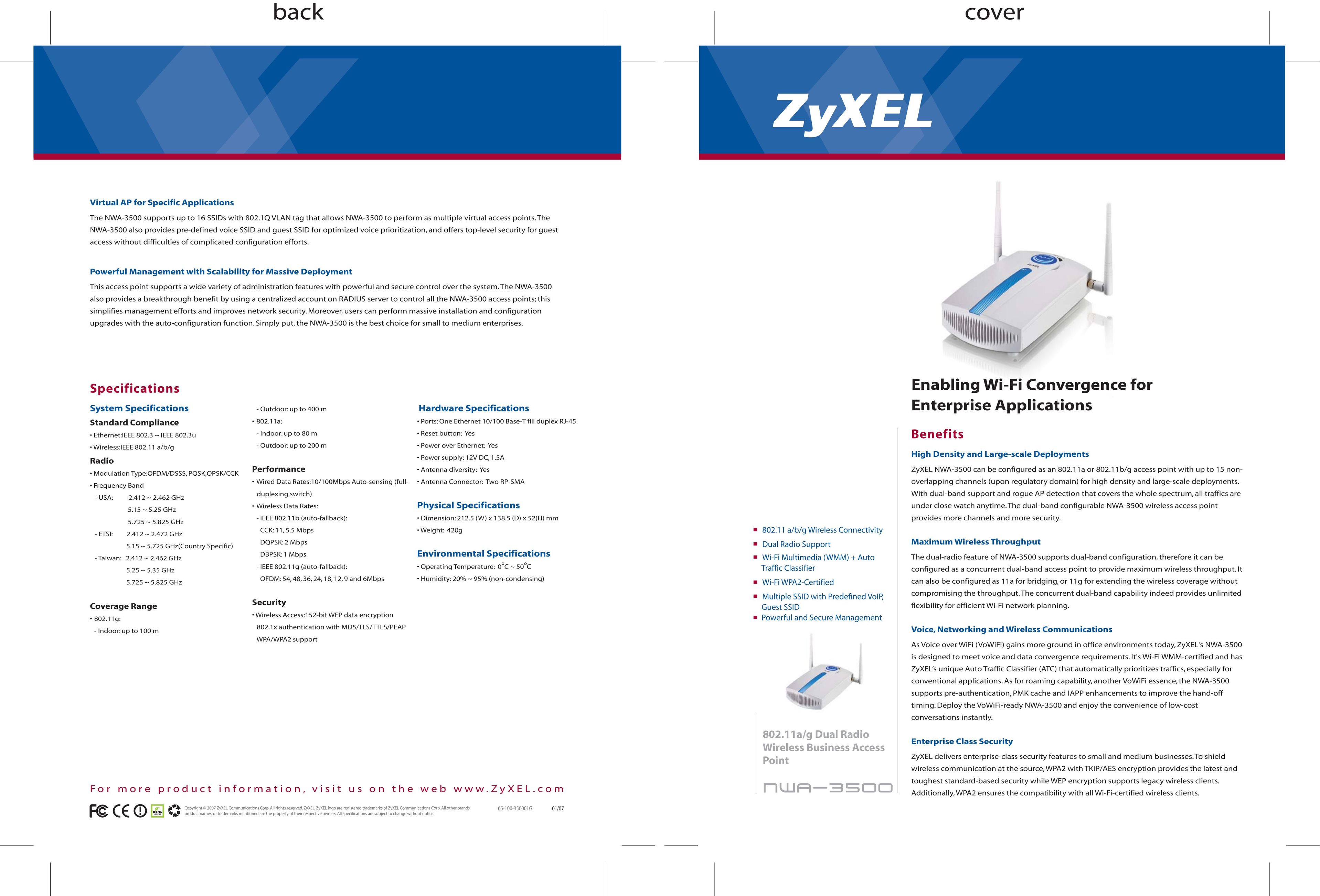 ZyXEL Communications NWA-3500 Stereo System User Manual