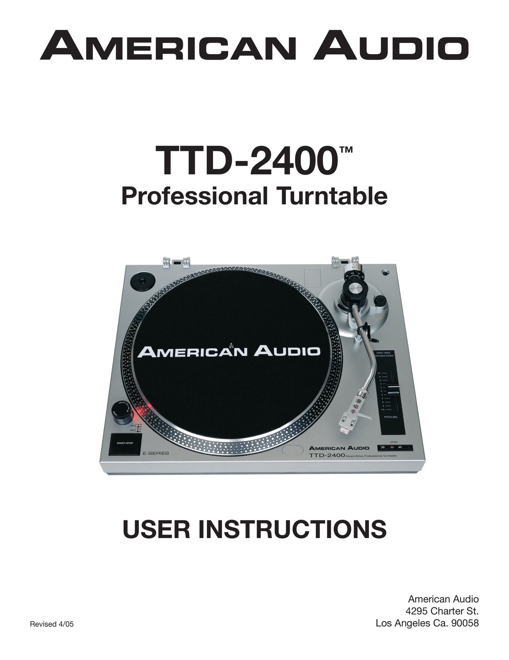 American Audio TTD-2400 Turntable User Manual