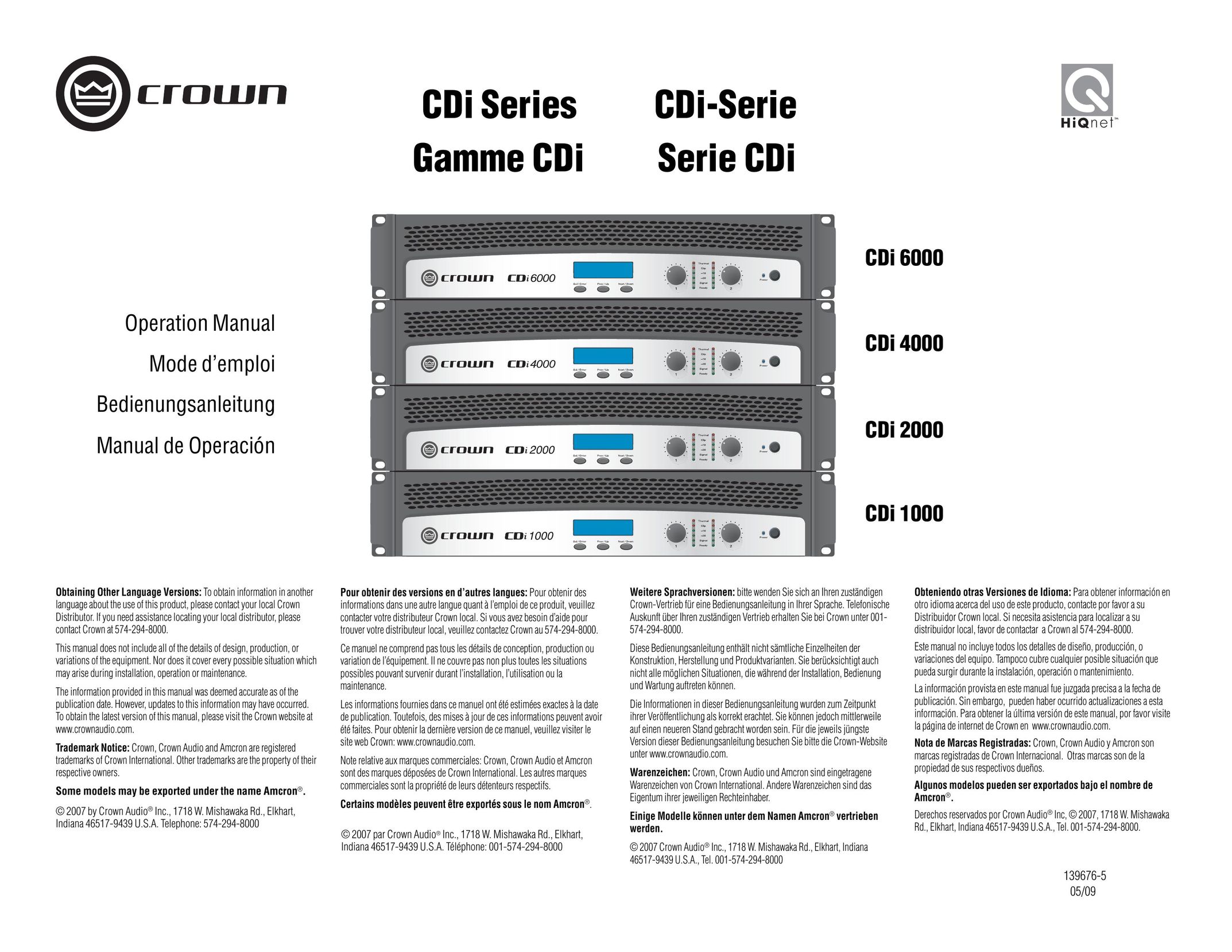Crown Audio CDi 4000 Turntable User Manual