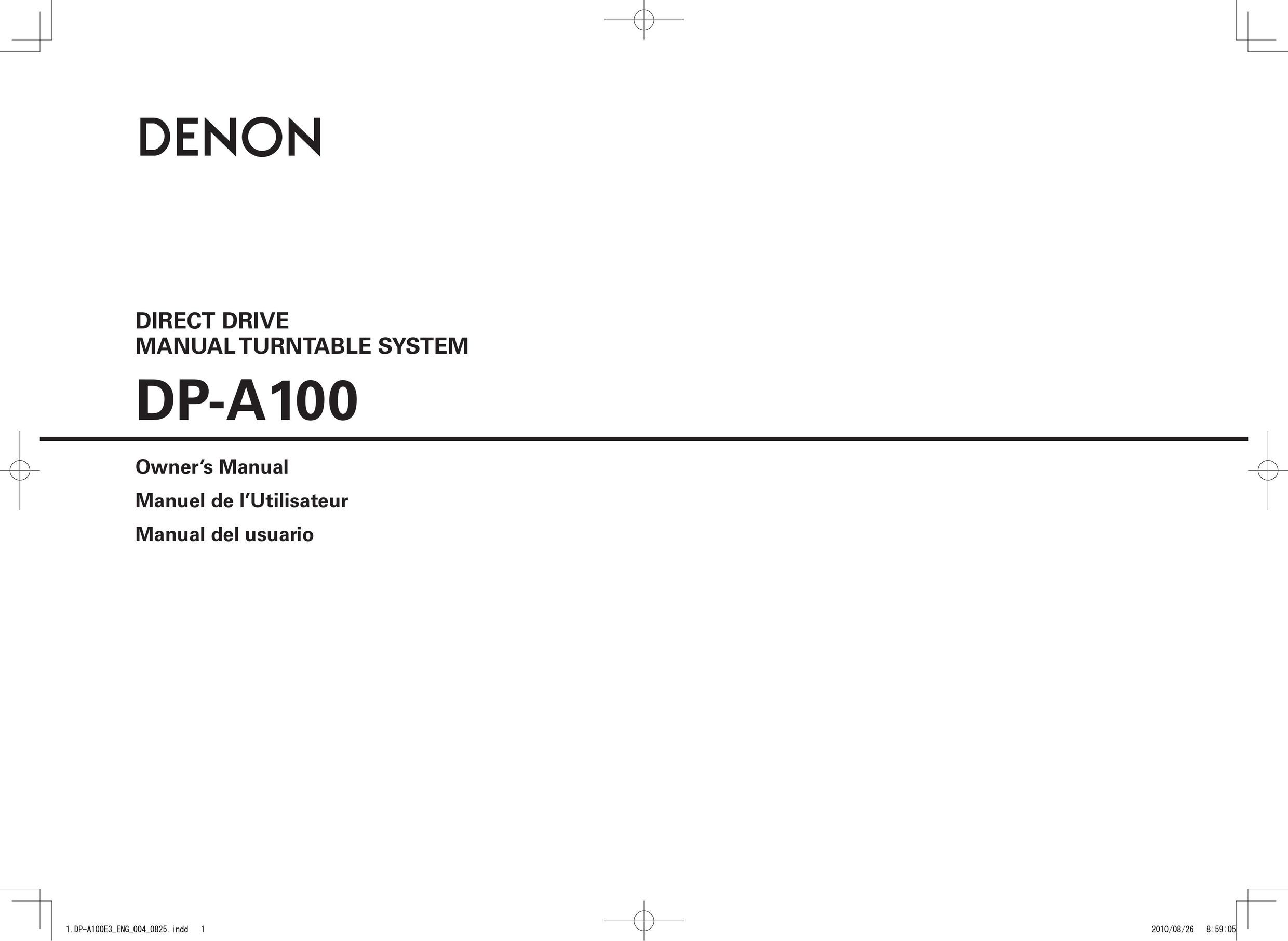 Denon DP-A100 Turntable User Manual