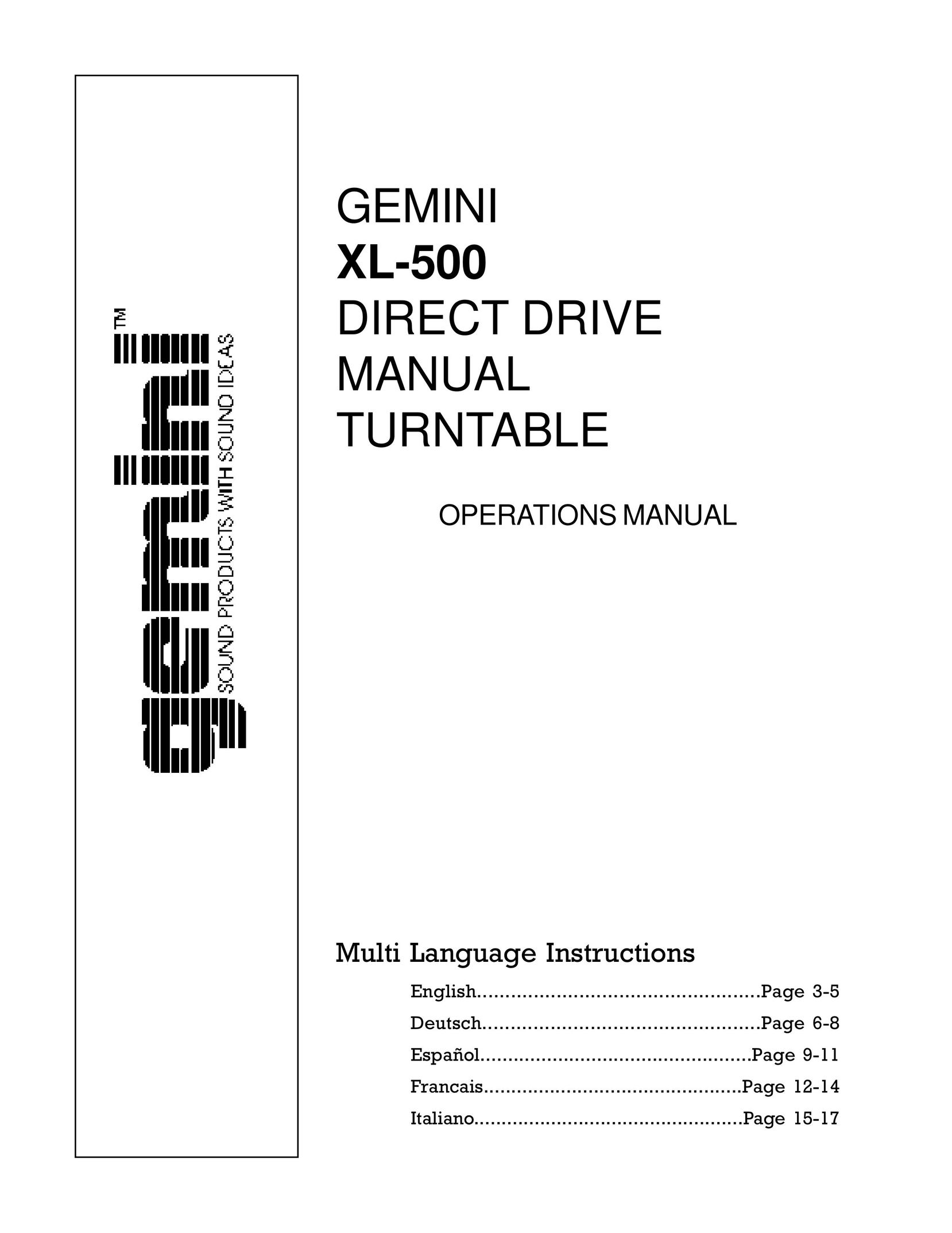 Gemini XL-500 Turntable User Manual