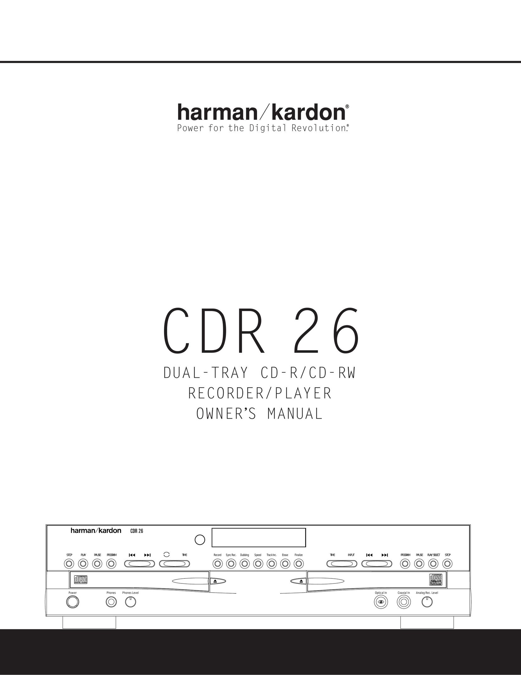 Harman-Kardon CDR 26 Turntable User Manual