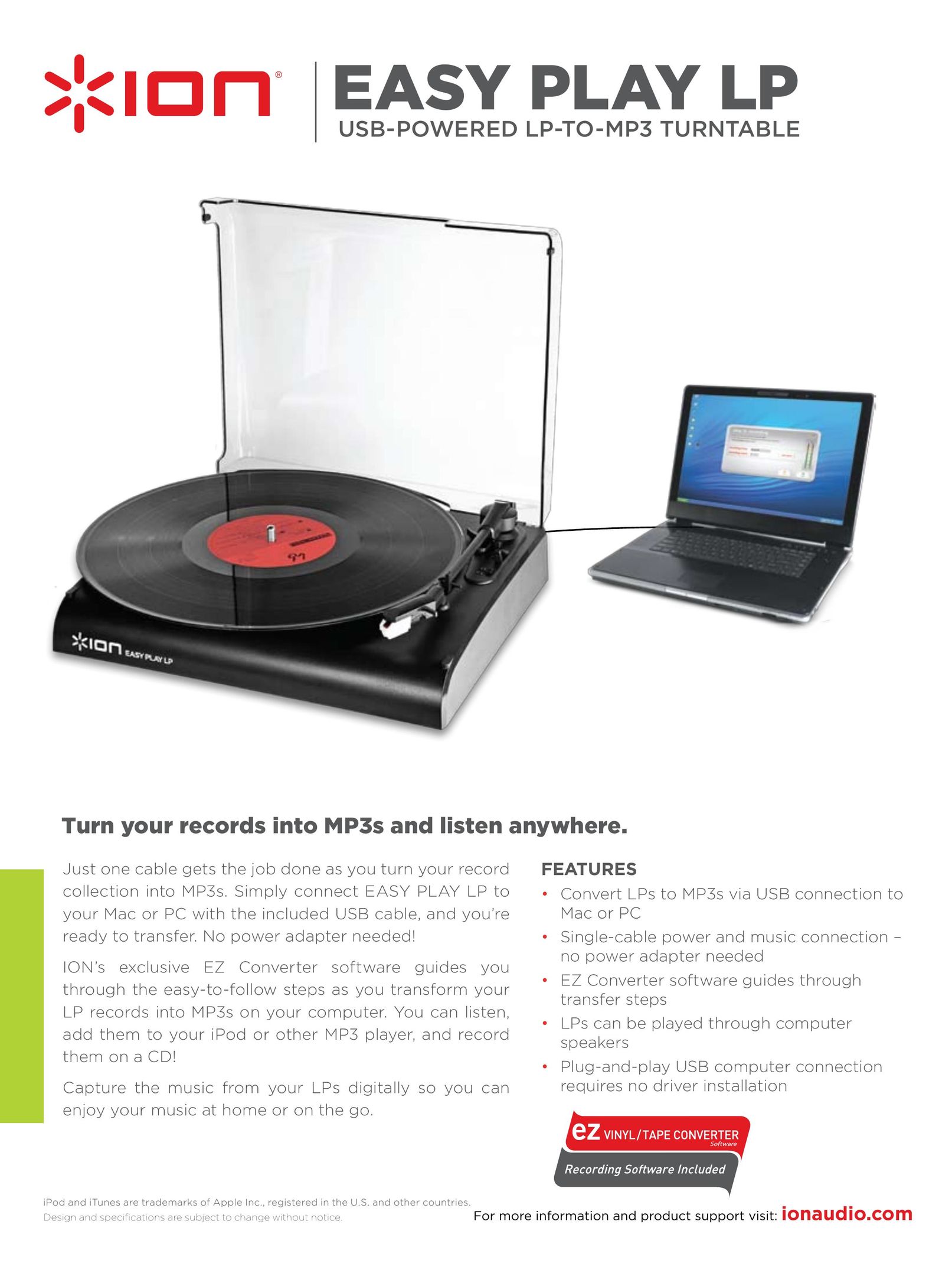 ION EASY PLAY LP Turntable User Manual