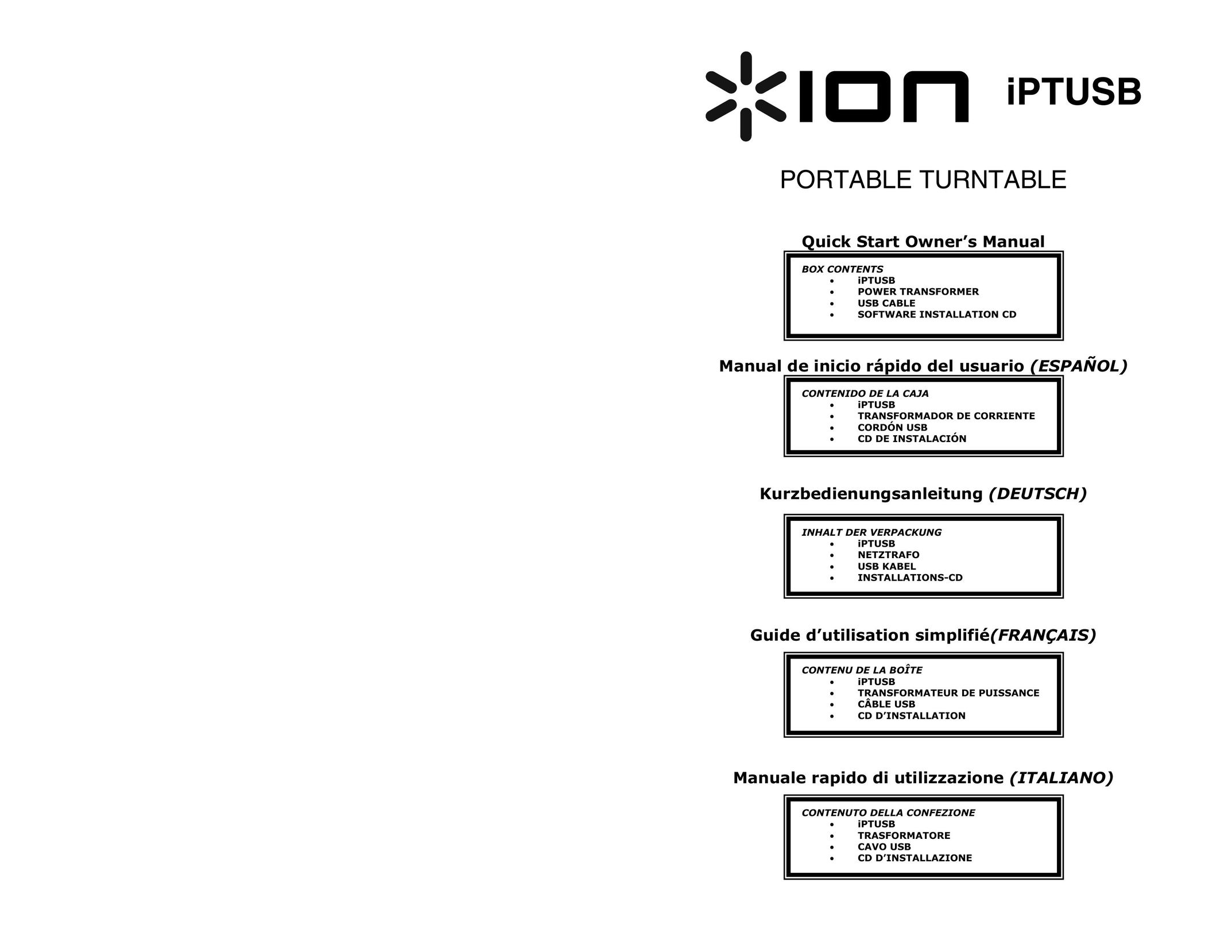 ION IPTUSB Turntable User Manual