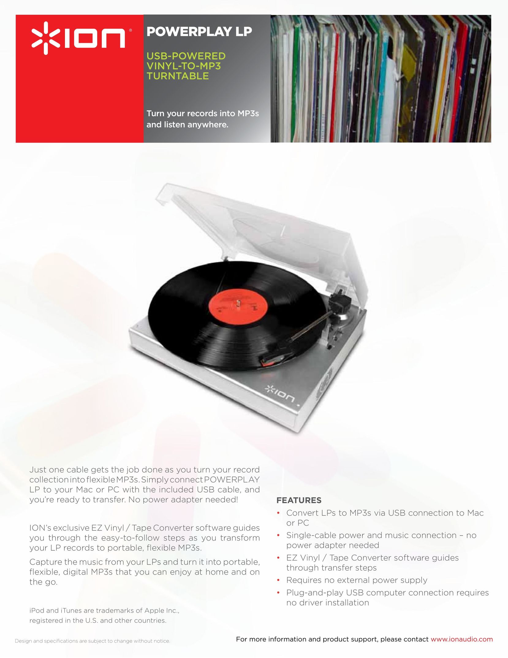 ION POWERPLAY LP Turntable User Manual