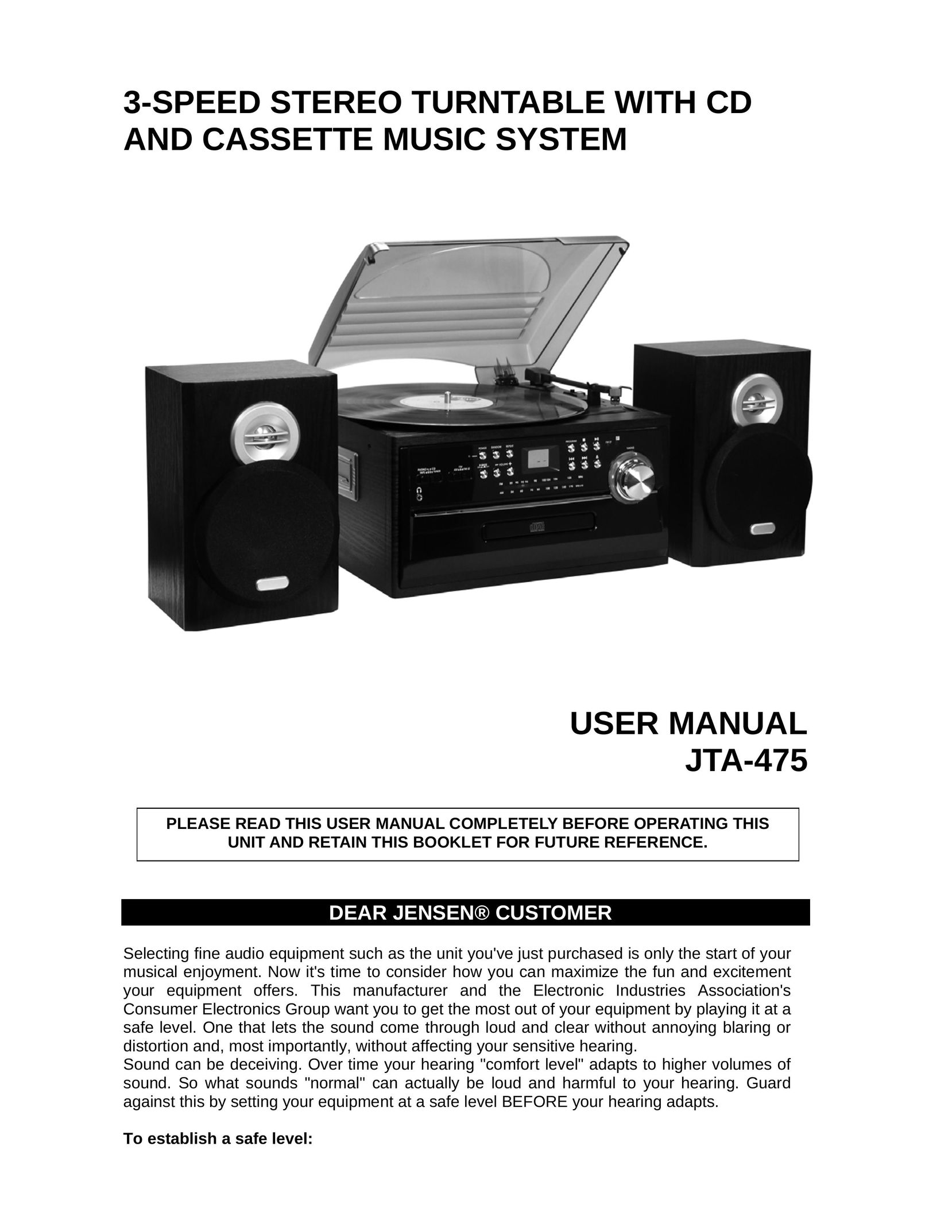 Jensen JTA-475 Turntable User Manual