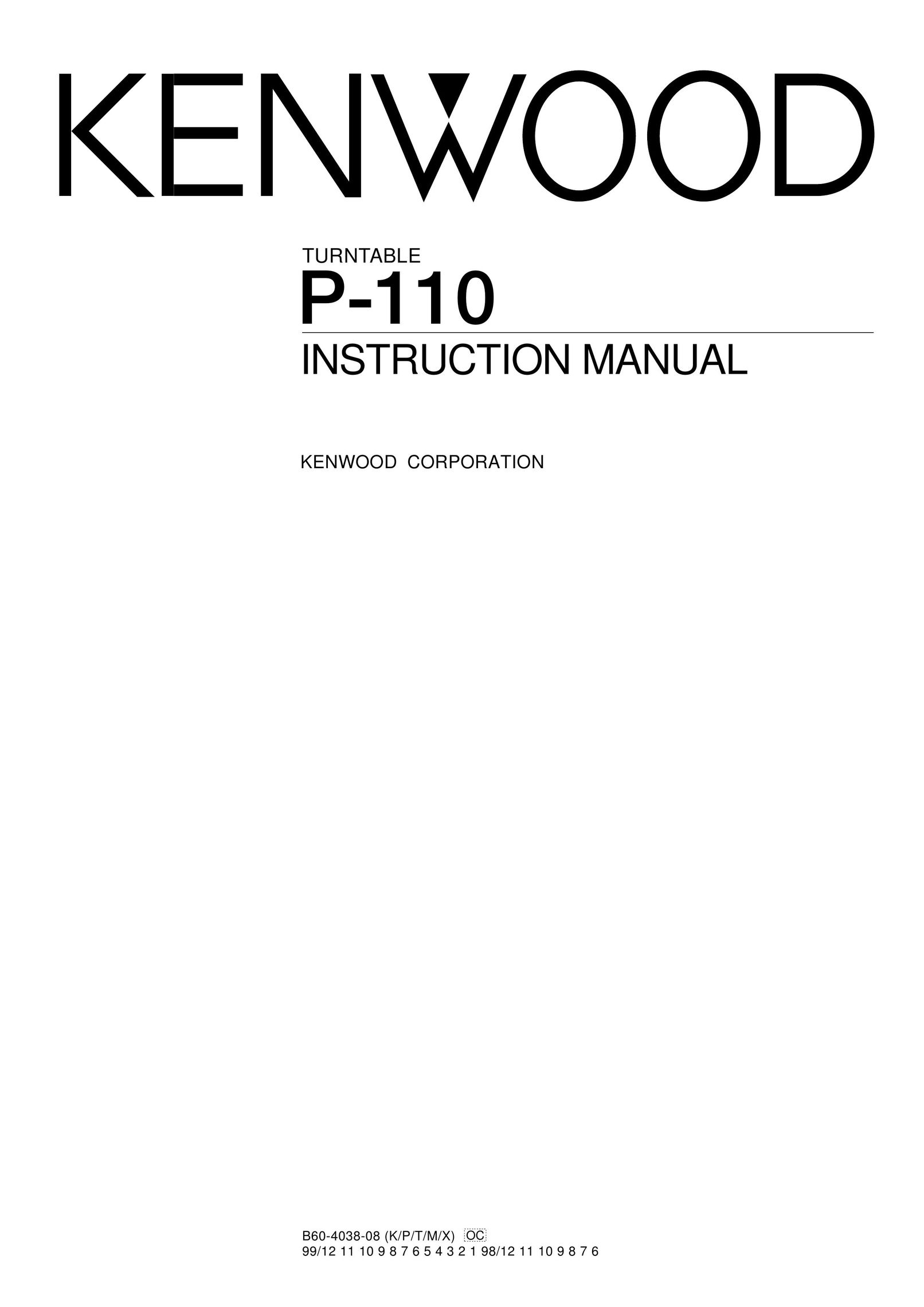 Kenwood P-110 Turntable User Manual