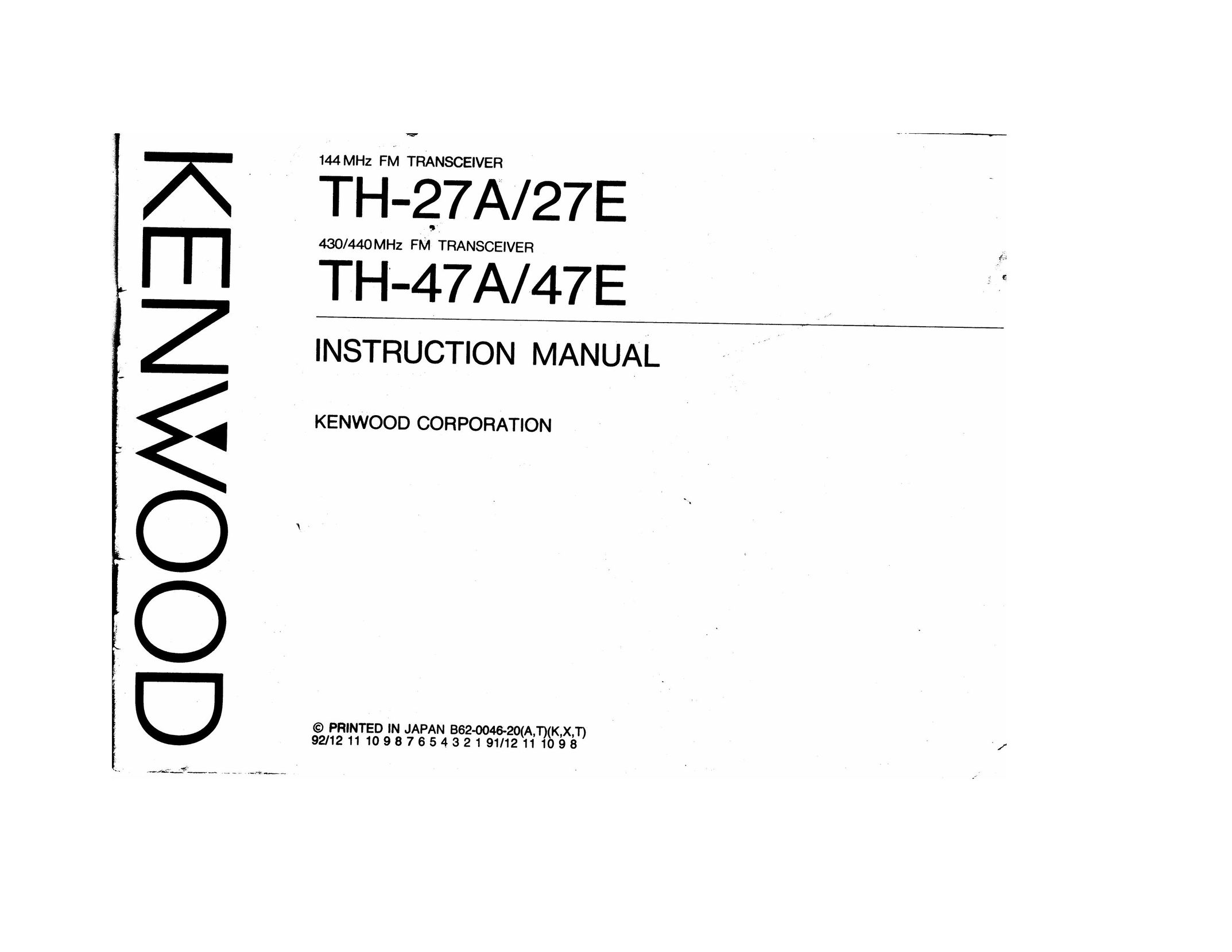 Kenwood TH-27A Turntable User Manual