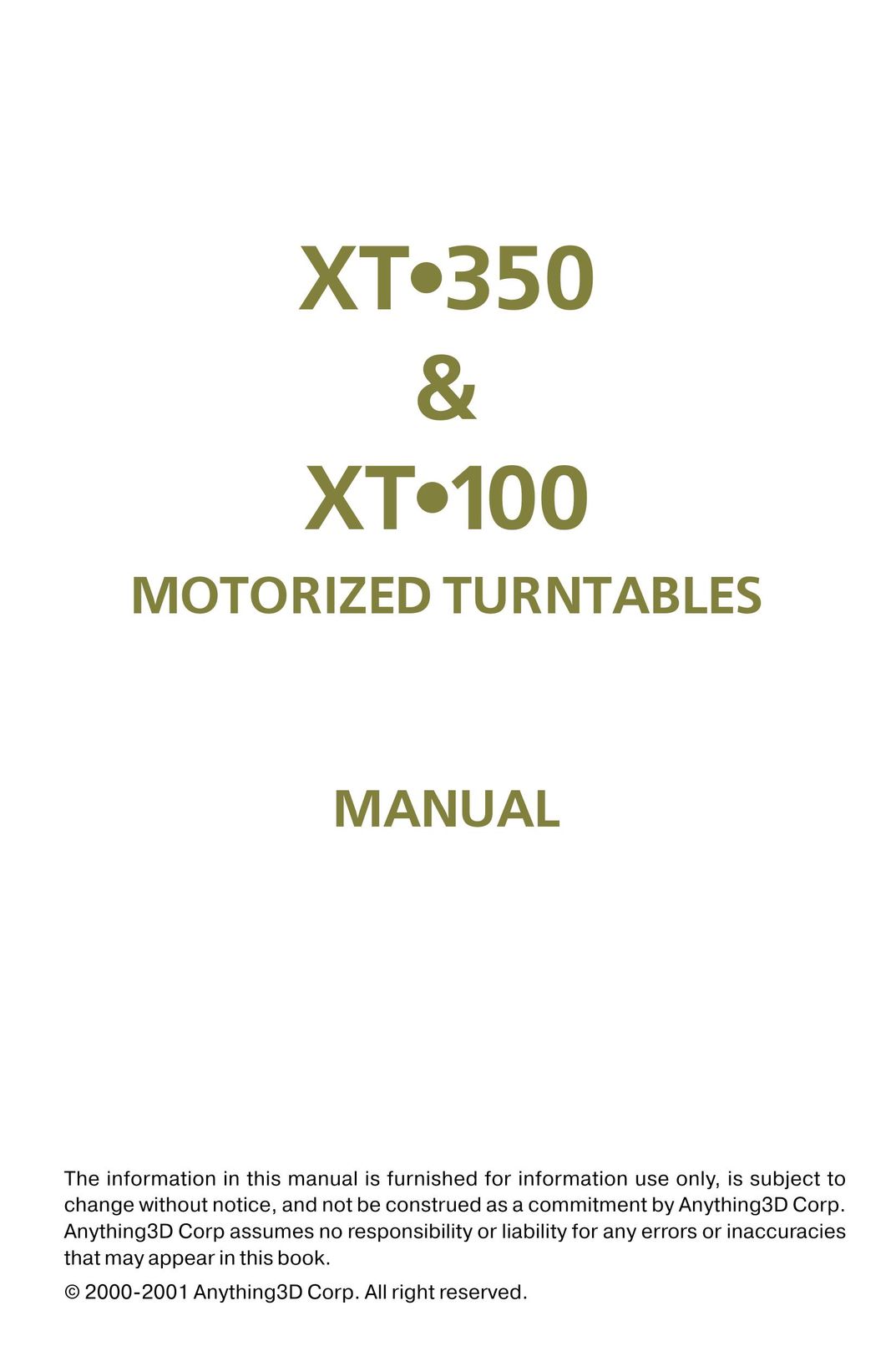 Nikon XT350 Turntable User Manual