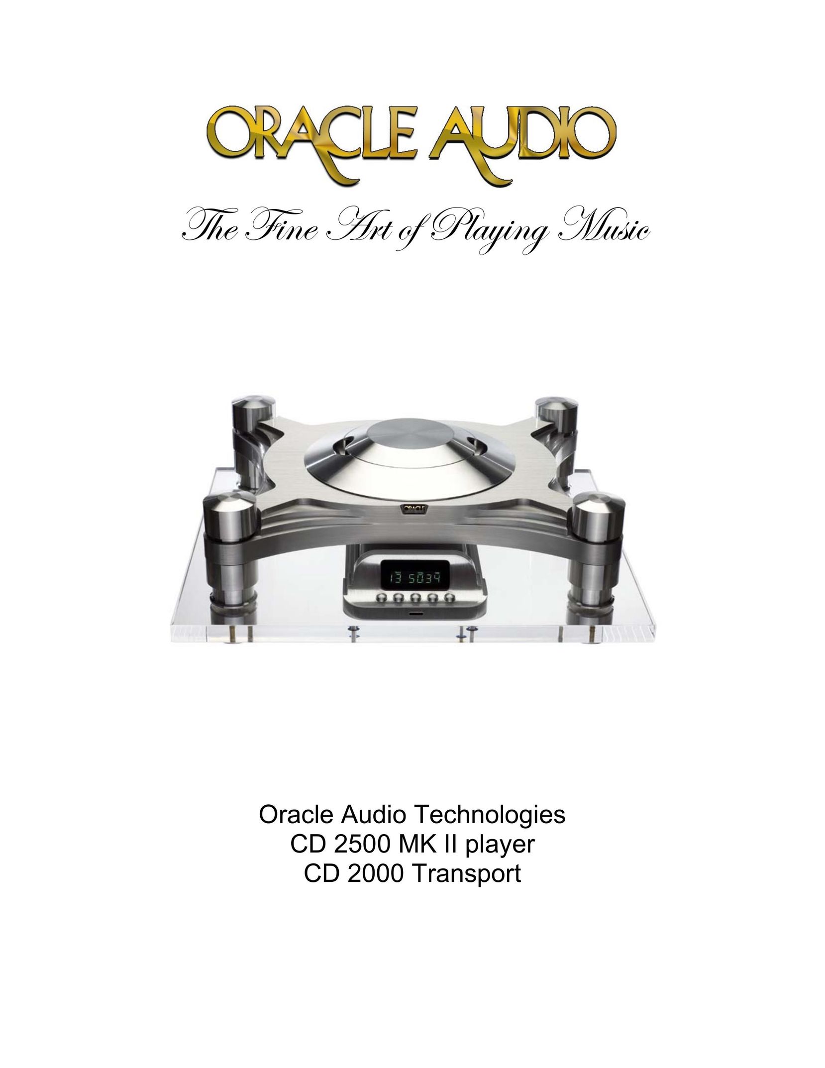 Oracle Audio Technologies 2000 Transport Turntable User Manual