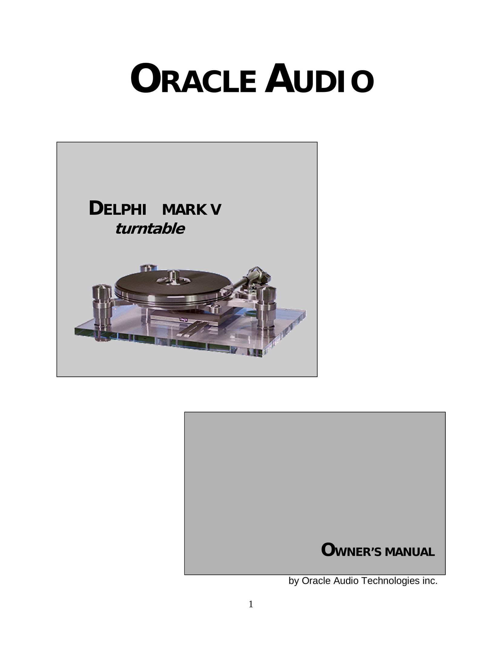 Oracle Audio Technologies V Turntable User Manual