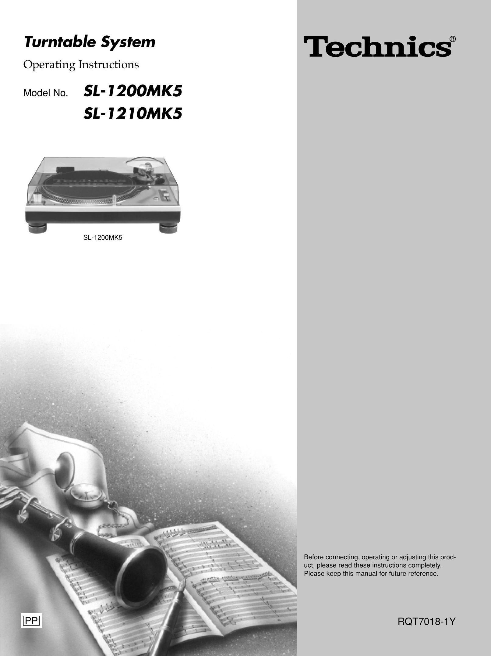 Panasonic SL-1200MK5 Turntable User Manual