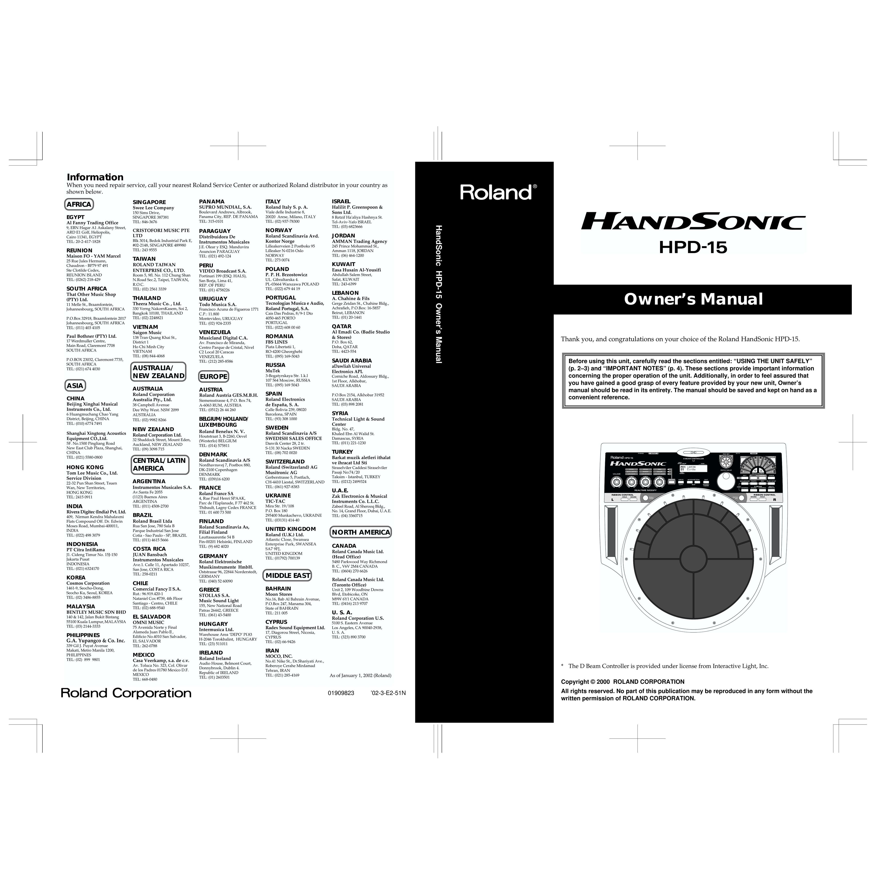 Roland HPD-15 Turntable User Manual