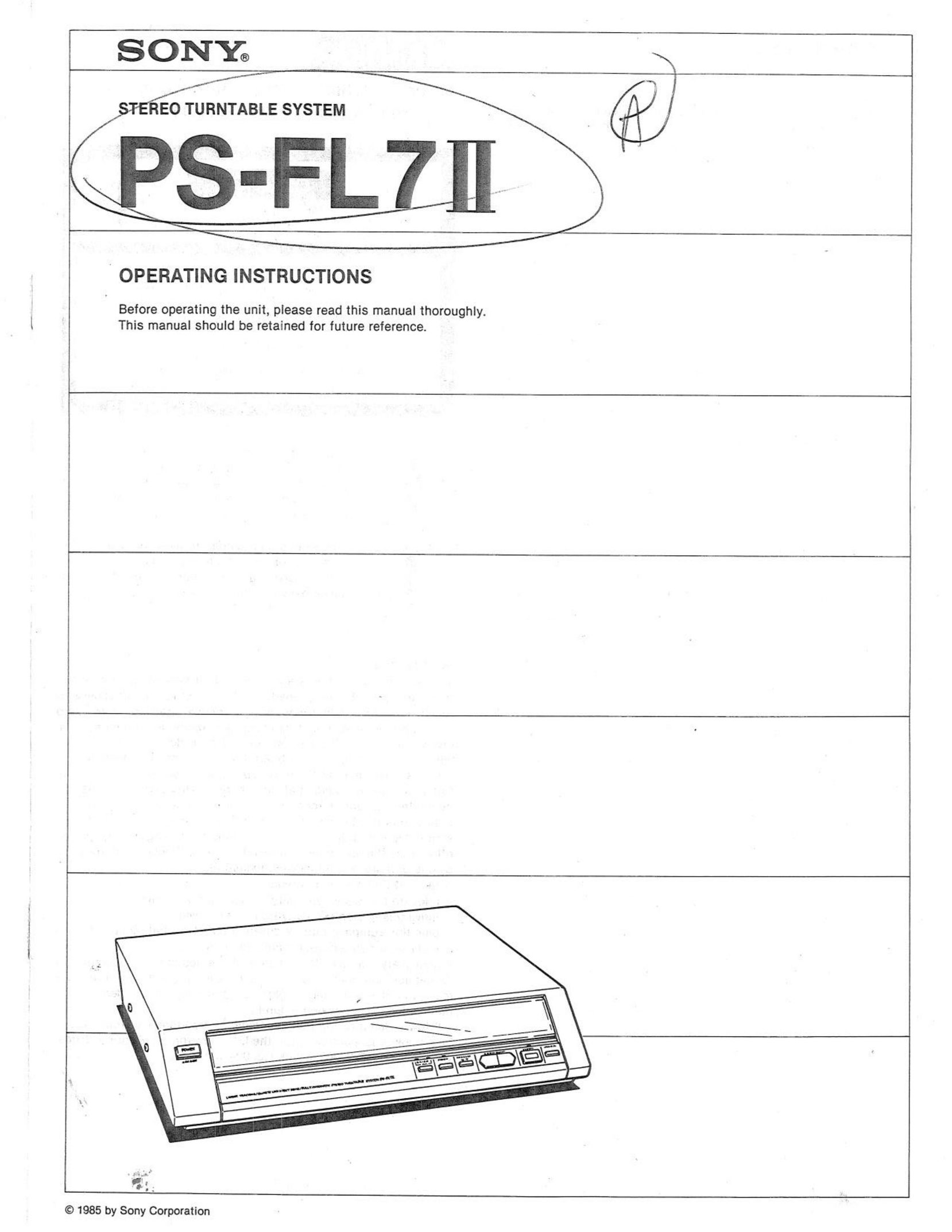 Sony PS-FL7 II Turntable User Manual
