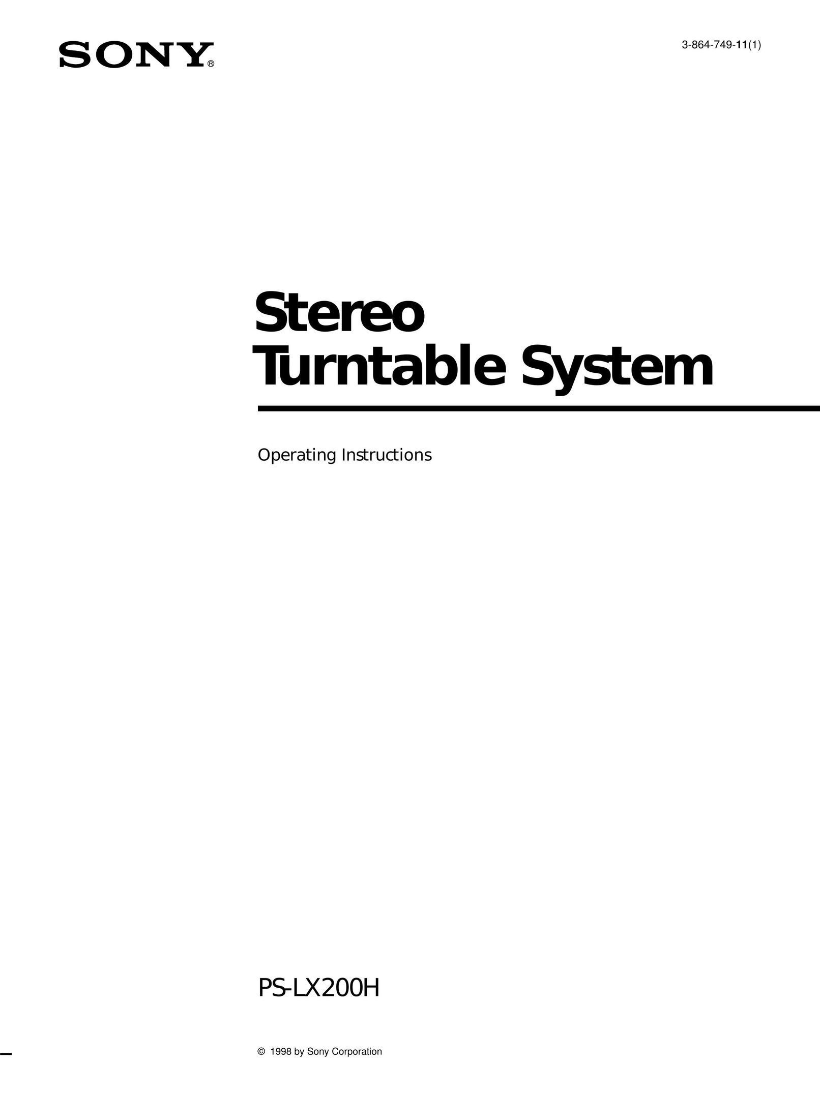 Sony PS-LX200H Turntable User Manual