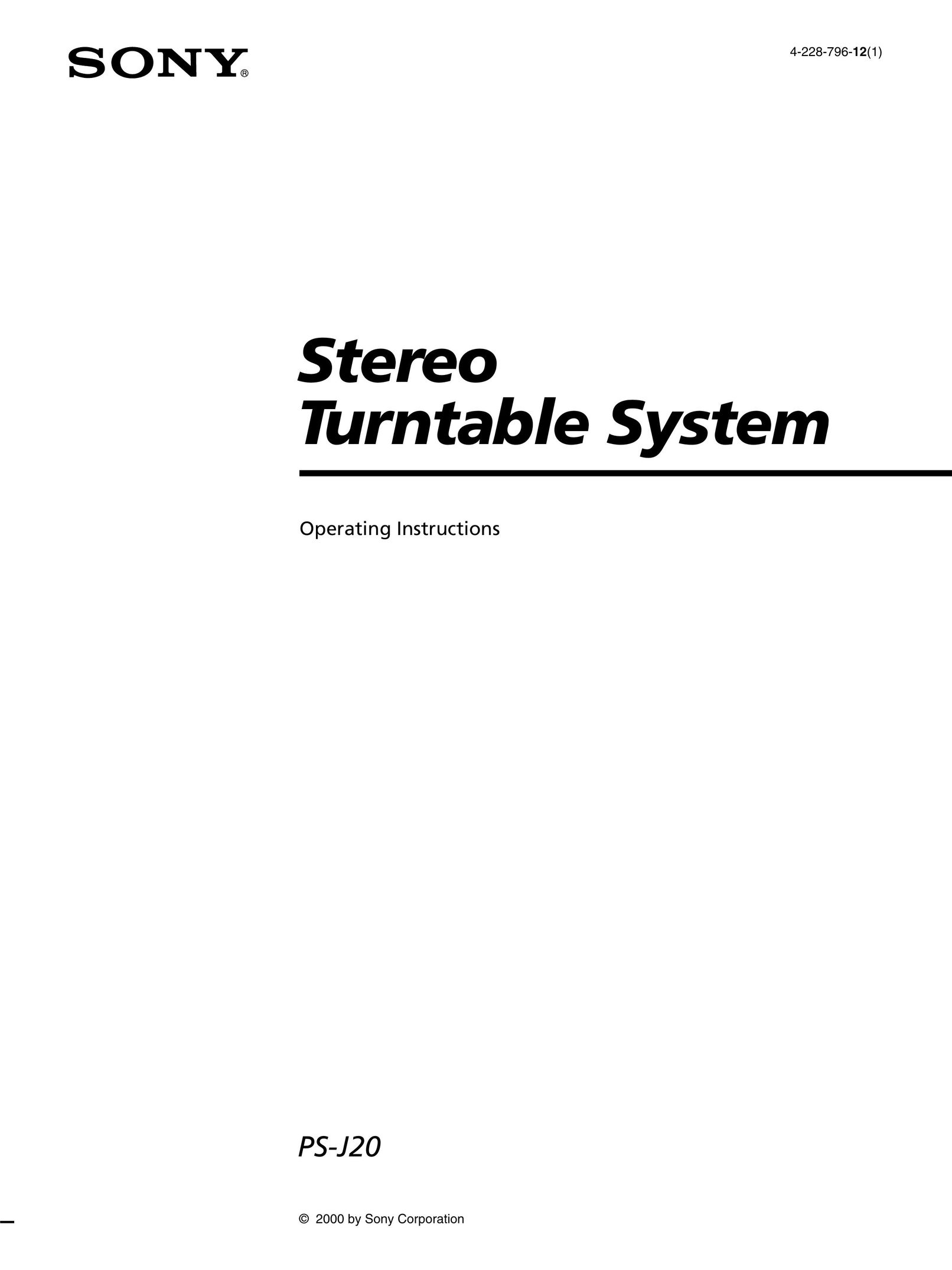 Sony PSJ20 Turntable User Manual