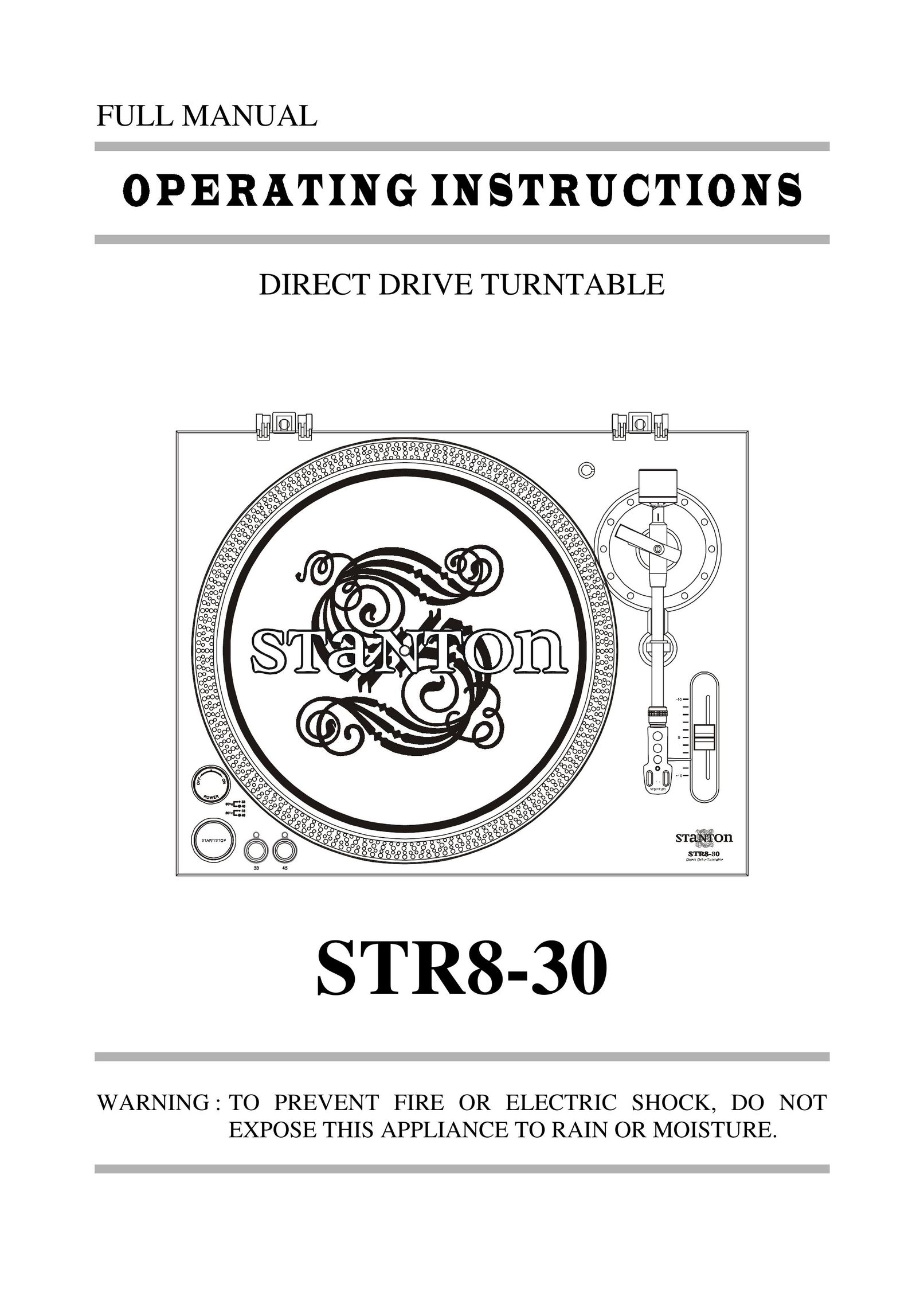 Stanton STR8-30 Turntable User Manual