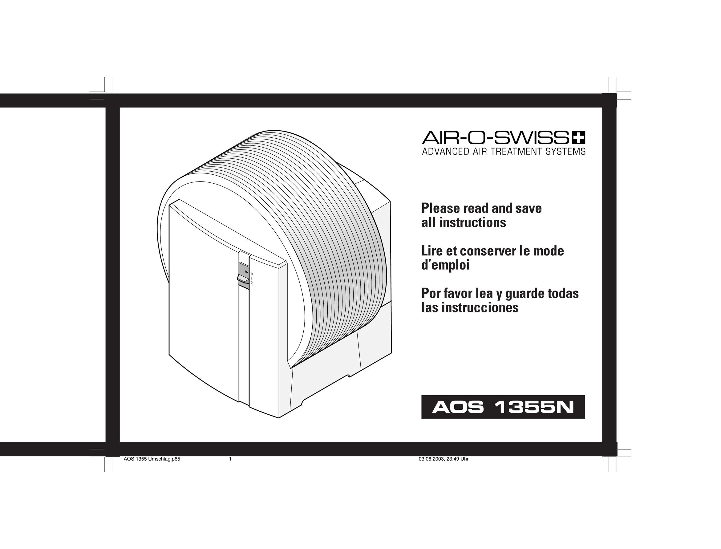 Air-O-Swiss AOS 1355N Air Cleaner User Manual