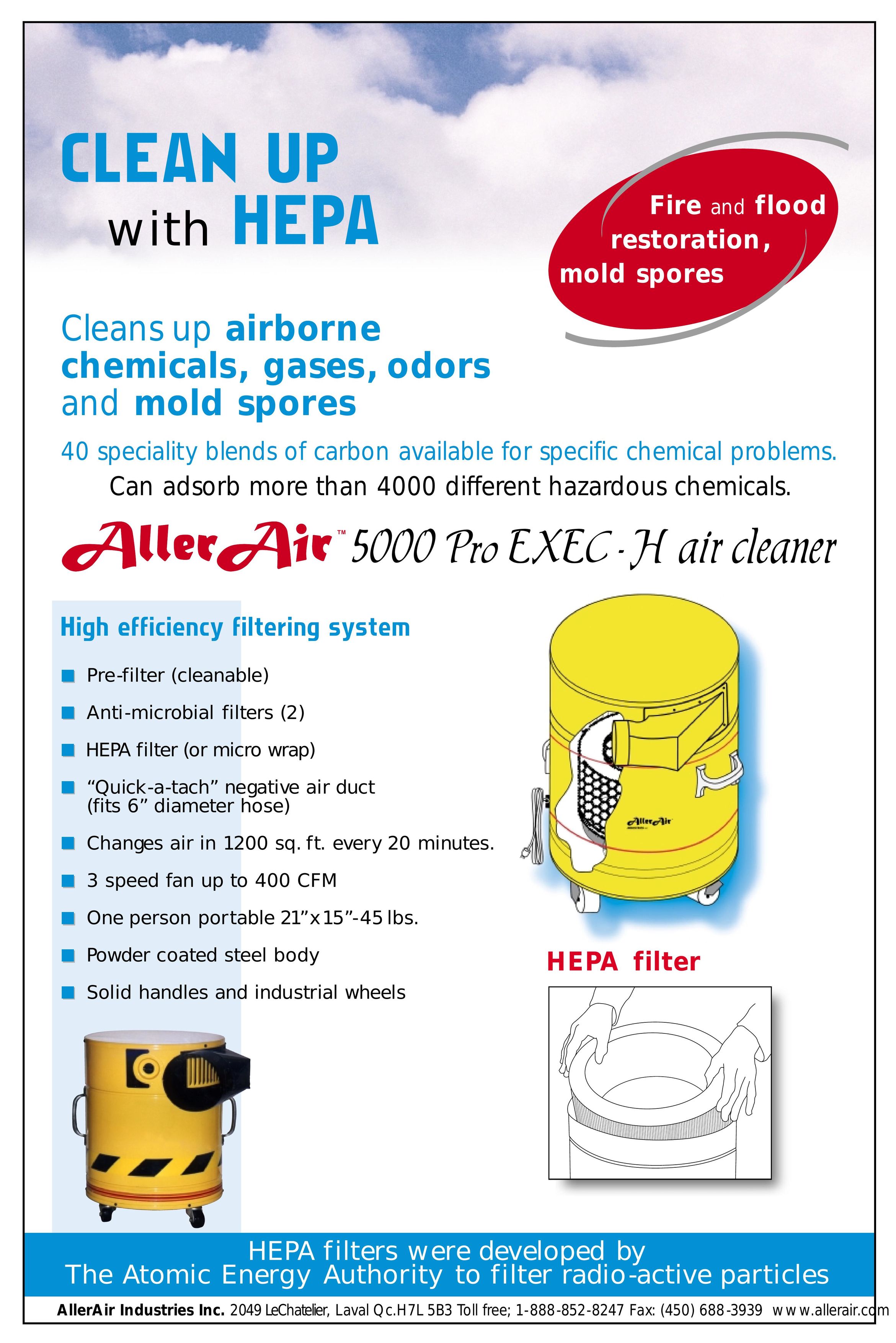 AllerAir 500 Pro Exec H Air Cleaner User Manual