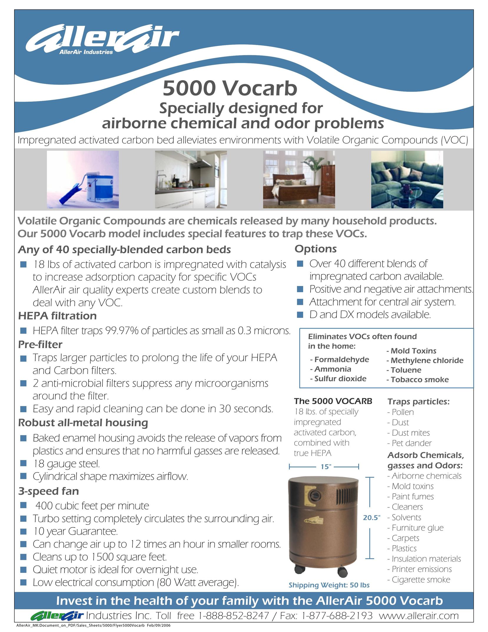 AllerAir 5000 Vocarb Air Cleaner User Manual