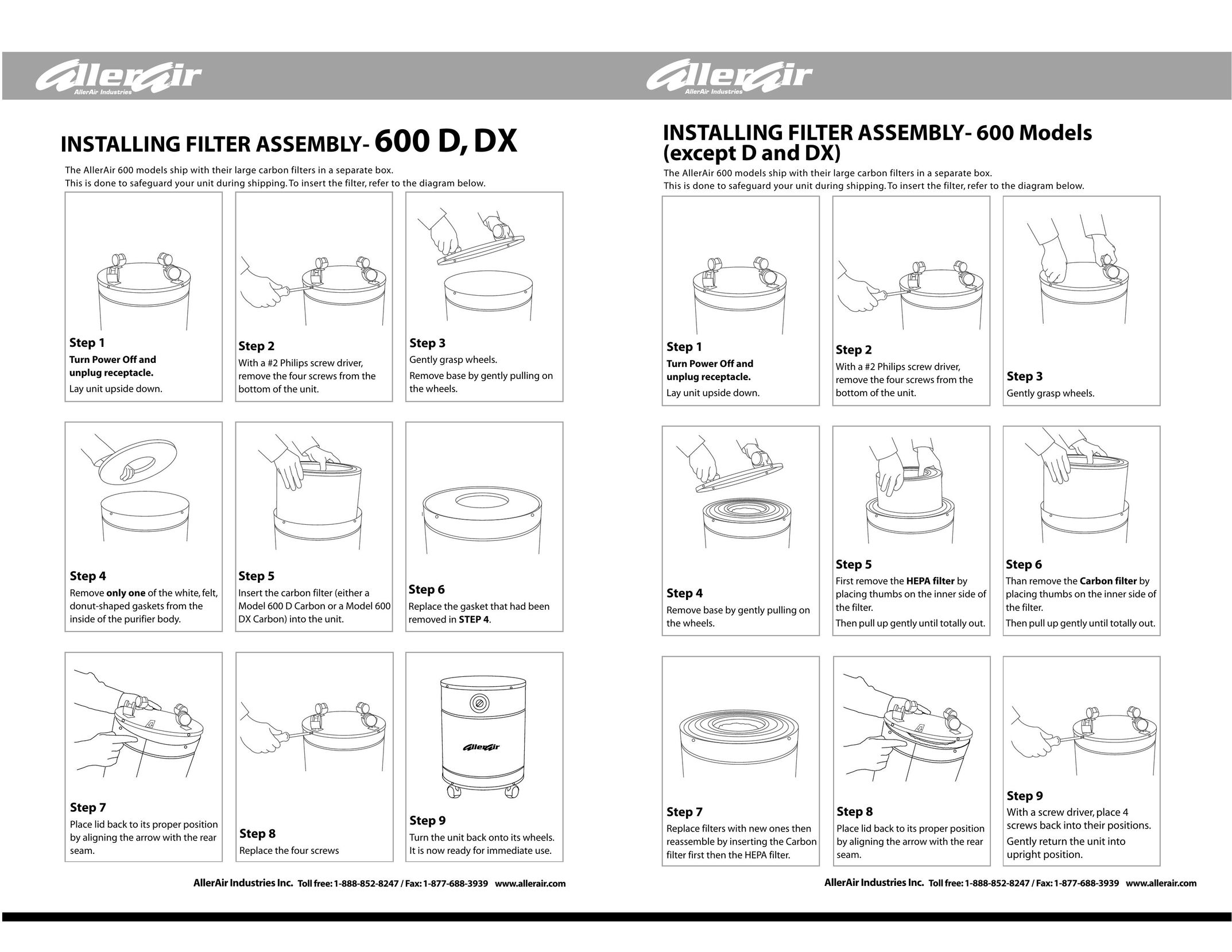 AllerAir 600 D Air Cleaner User Manual