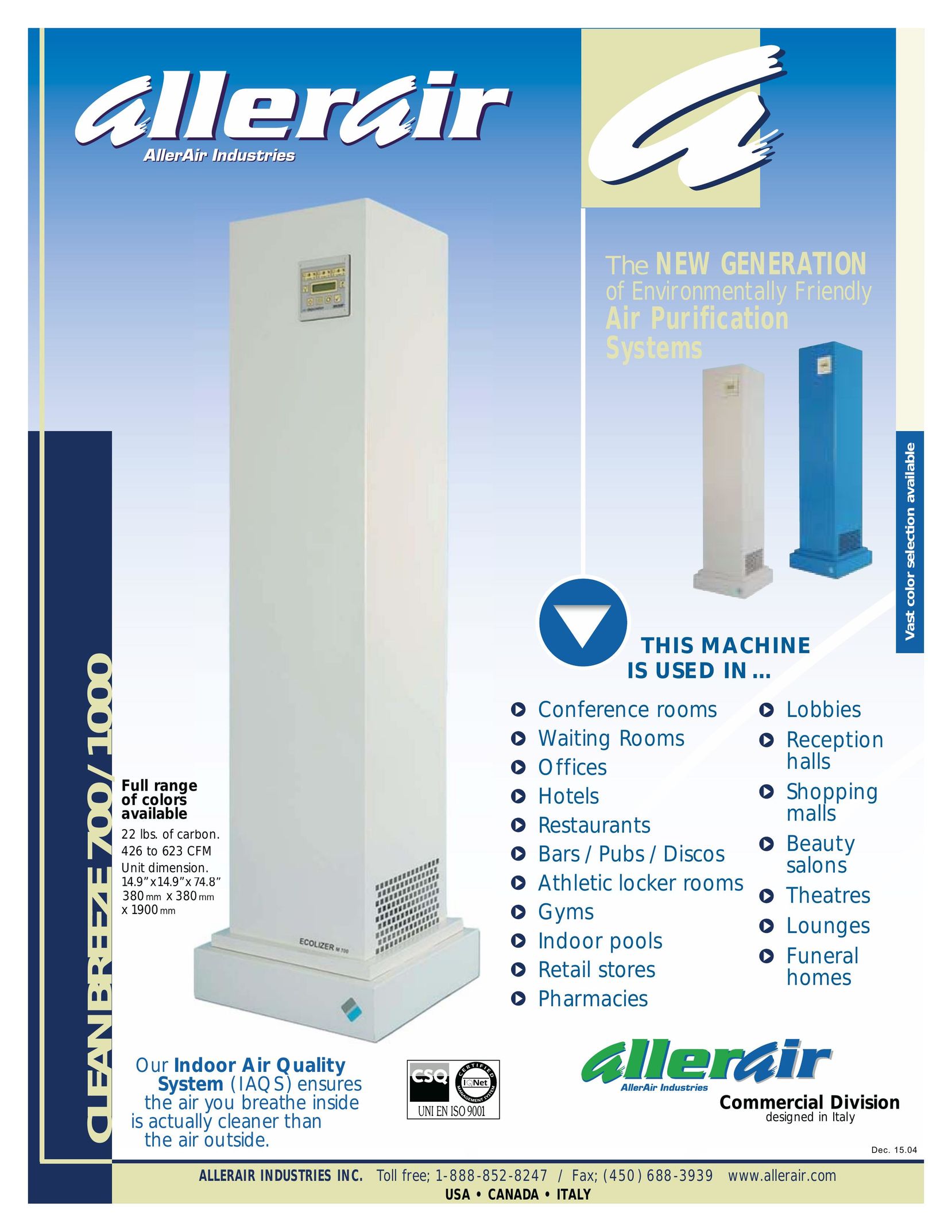 AllerAir 700/1000 Air Cleaner User Manual