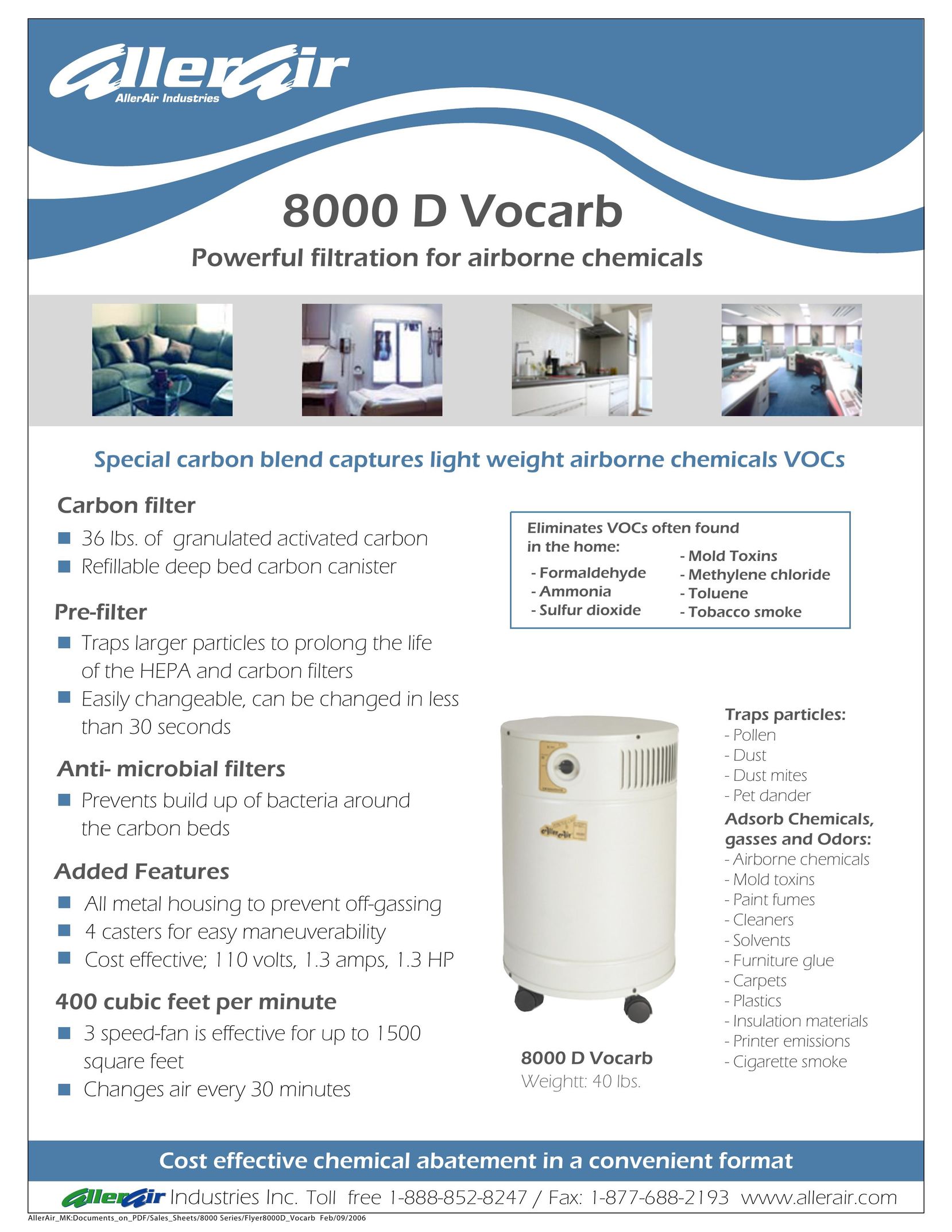 AllerAir 8000 D Vocarb Air Cleaner User Manual
