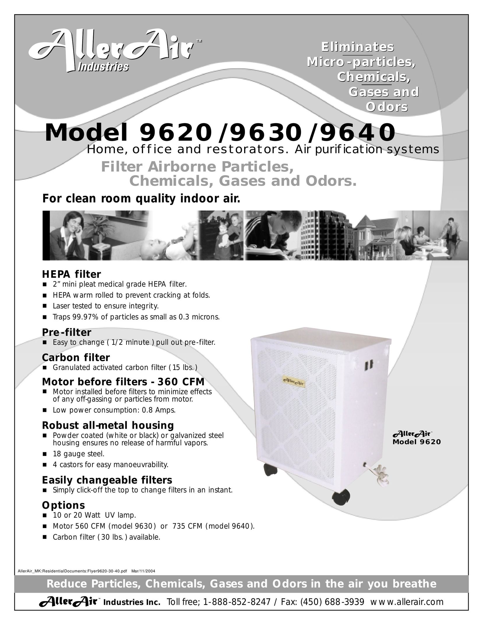 AllerAir 9620 Air Cleaner User Manual