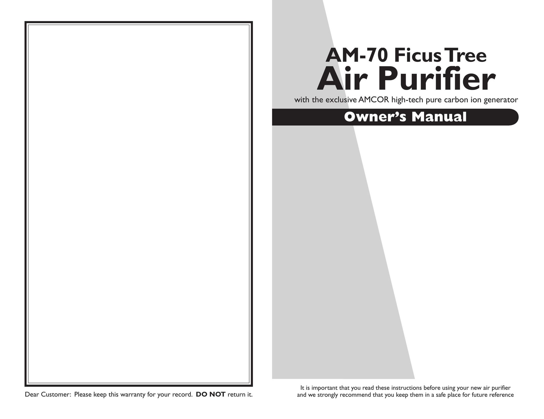 Amcor AM-70 Air Cleaner User Manual