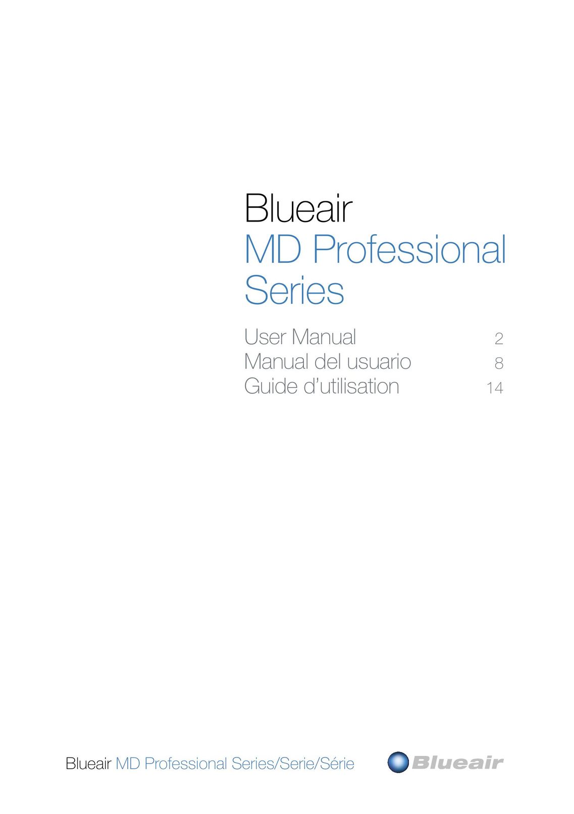 Blueair MD Professional Series Air Cleaner User Manual