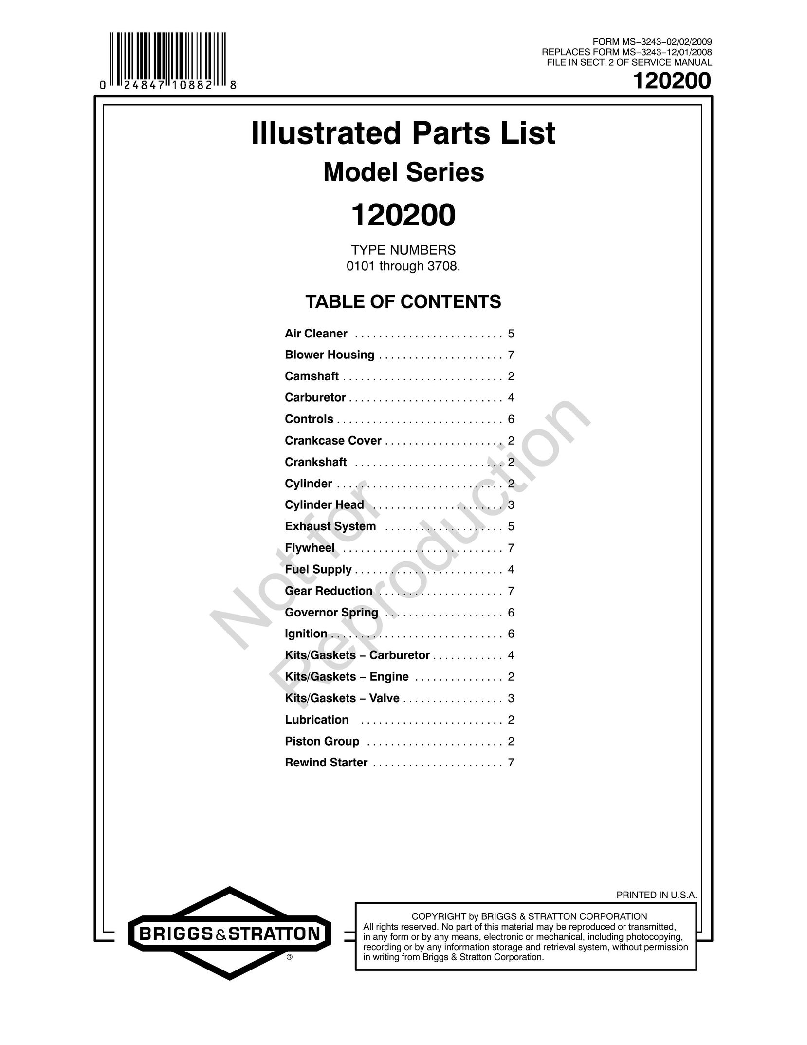Briggs & Stratton 120200 Air Cleaner User Manual
