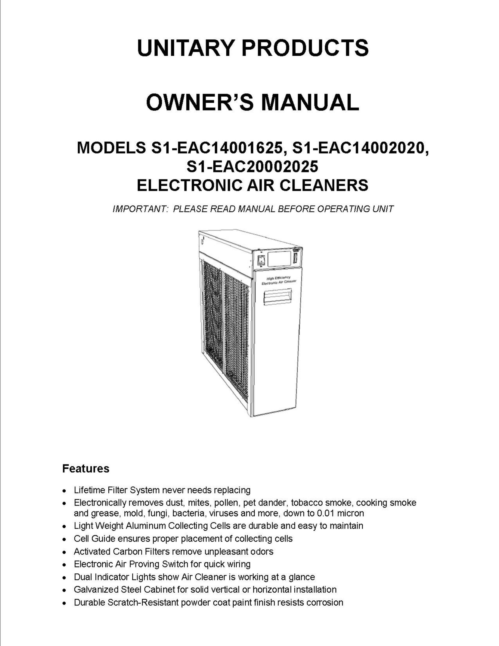Fedders S1-EAC14001625 Air Cleaner User Manual