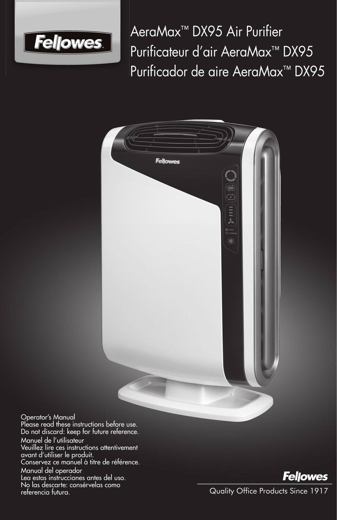 Fellowes DX95 Air Cleaner User Manual
