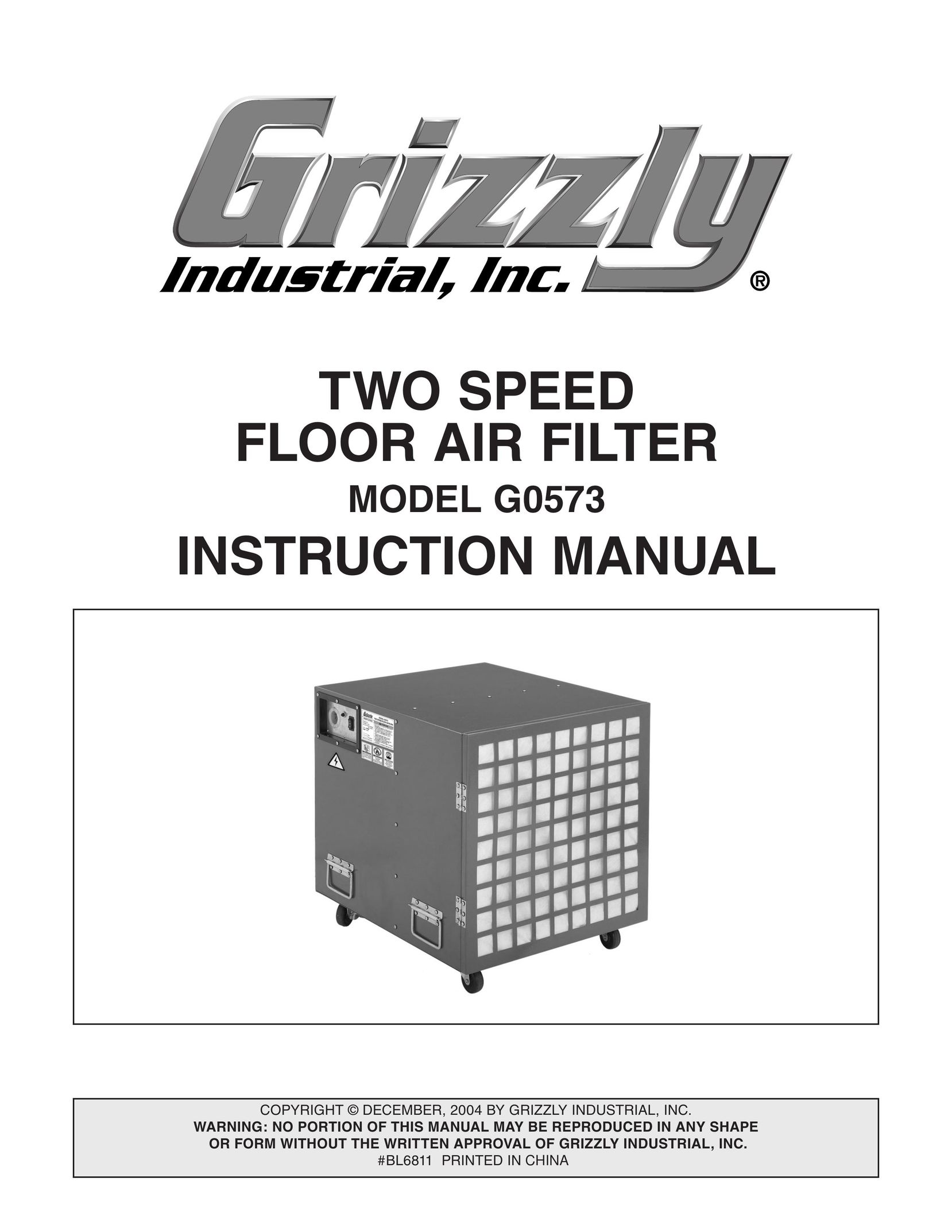 Grizzly G0573 Air Cleaner User Manual